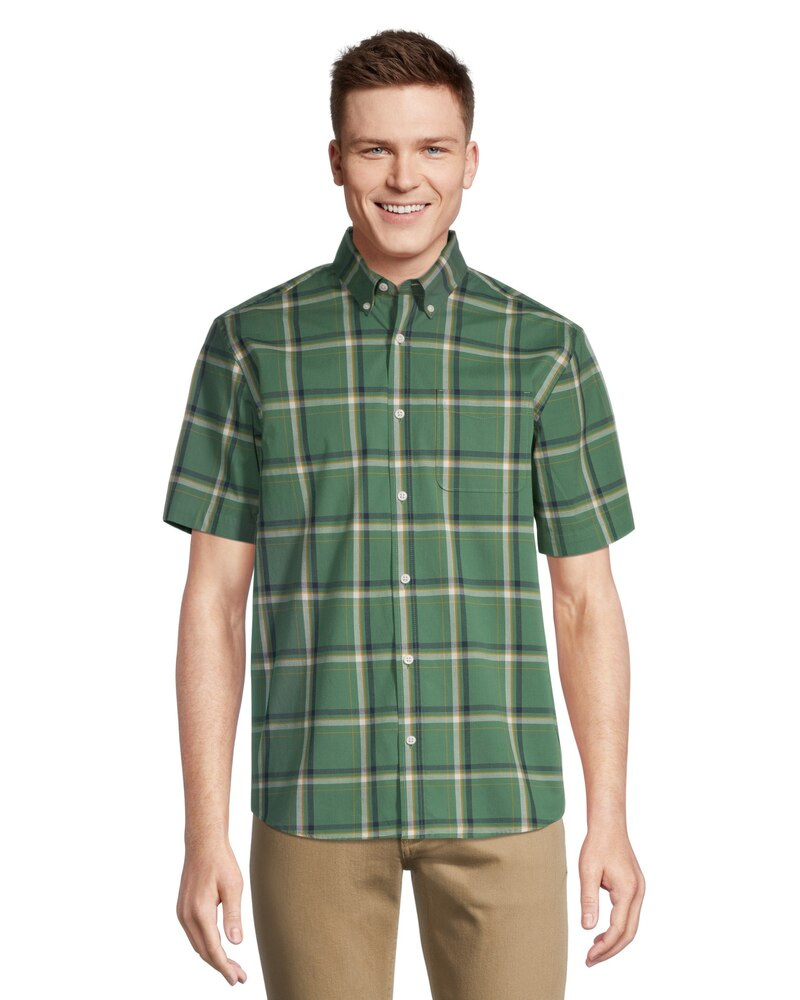 Denver Hayes Men's Classic Fit Short Sleeve Plaid Casual Sport Shirt