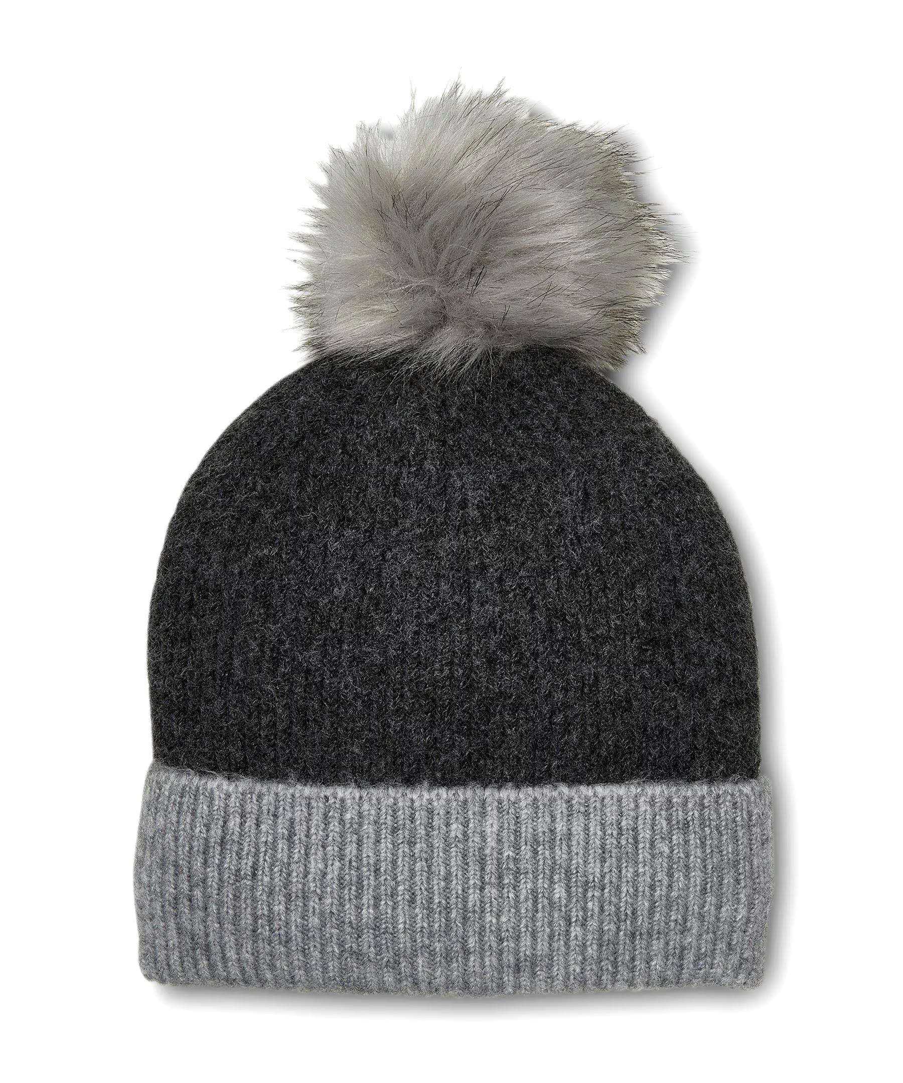 Denver Hayes Women's Fine Knit Cuff Toque with Faux Fur Pom