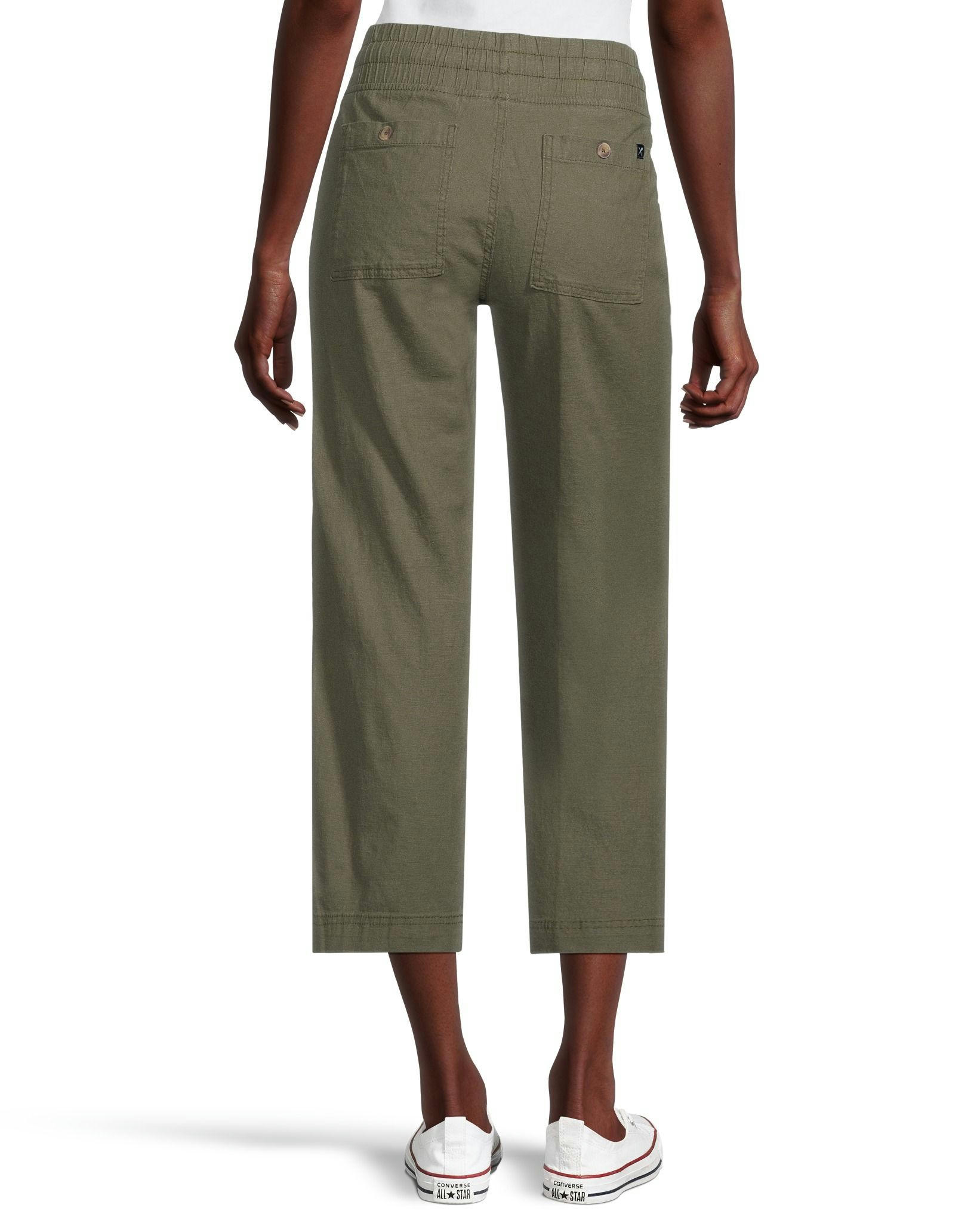 Denver Hayes Women's Linen Blend Straight Leg Crop Pants