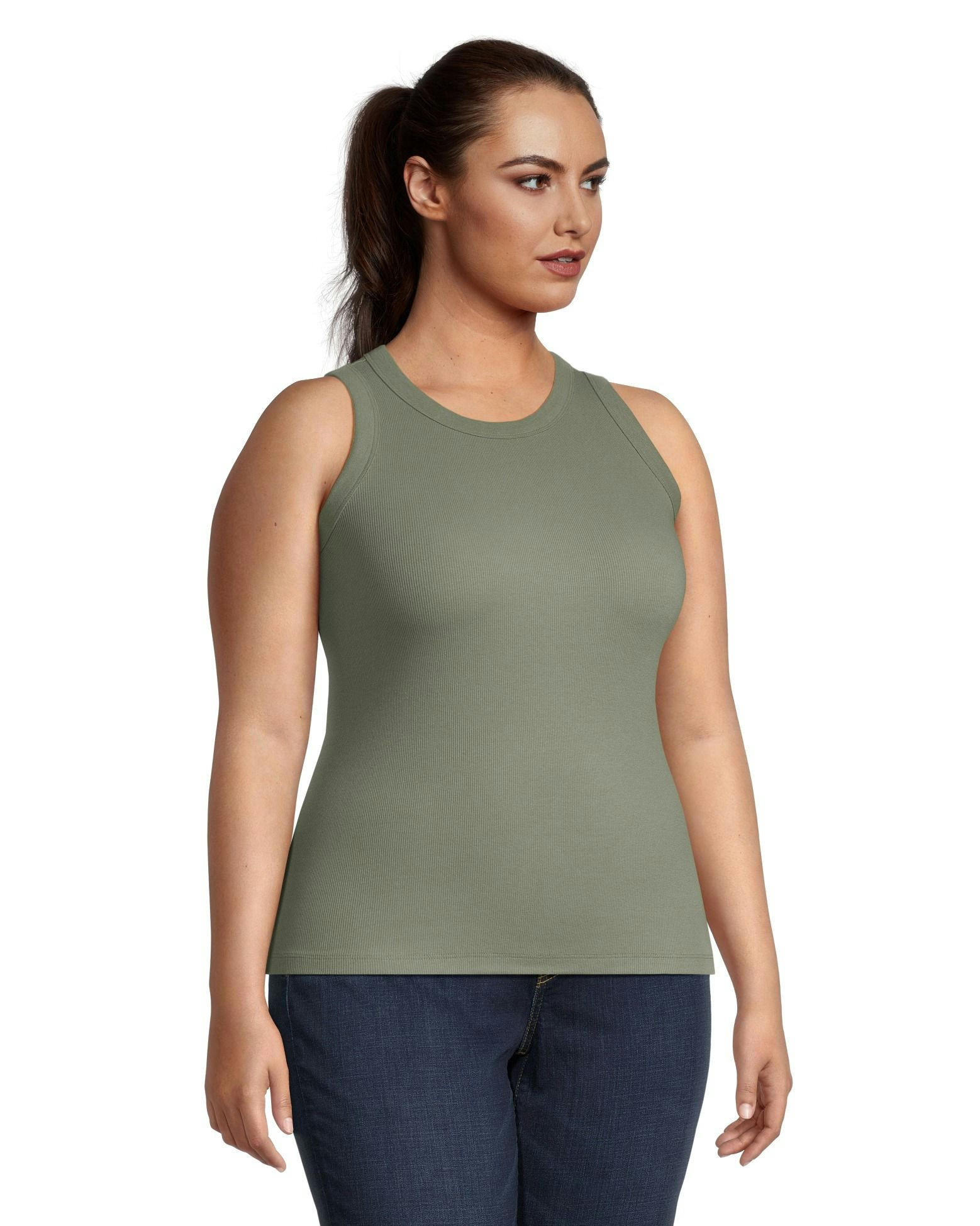 Denver Hayes Fitted High Neck Ribbed Tank Top