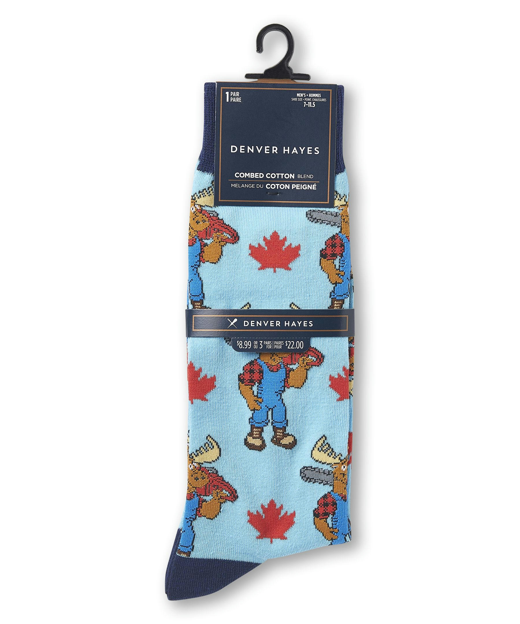 Denver Hayes Men's FRESHTECH® Novelty Canadiana Pattern Casual Crew Socks
