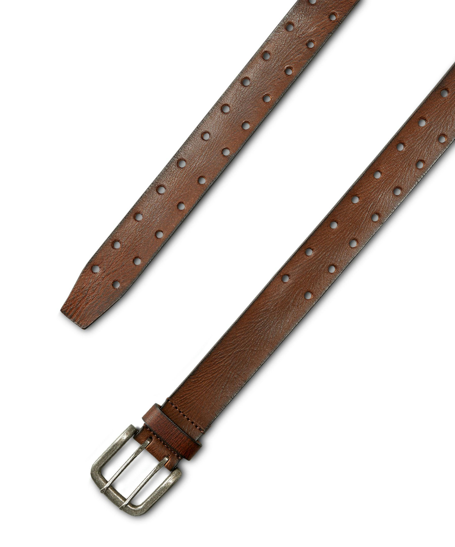 Men's Double Prong Distressed Leather Belt