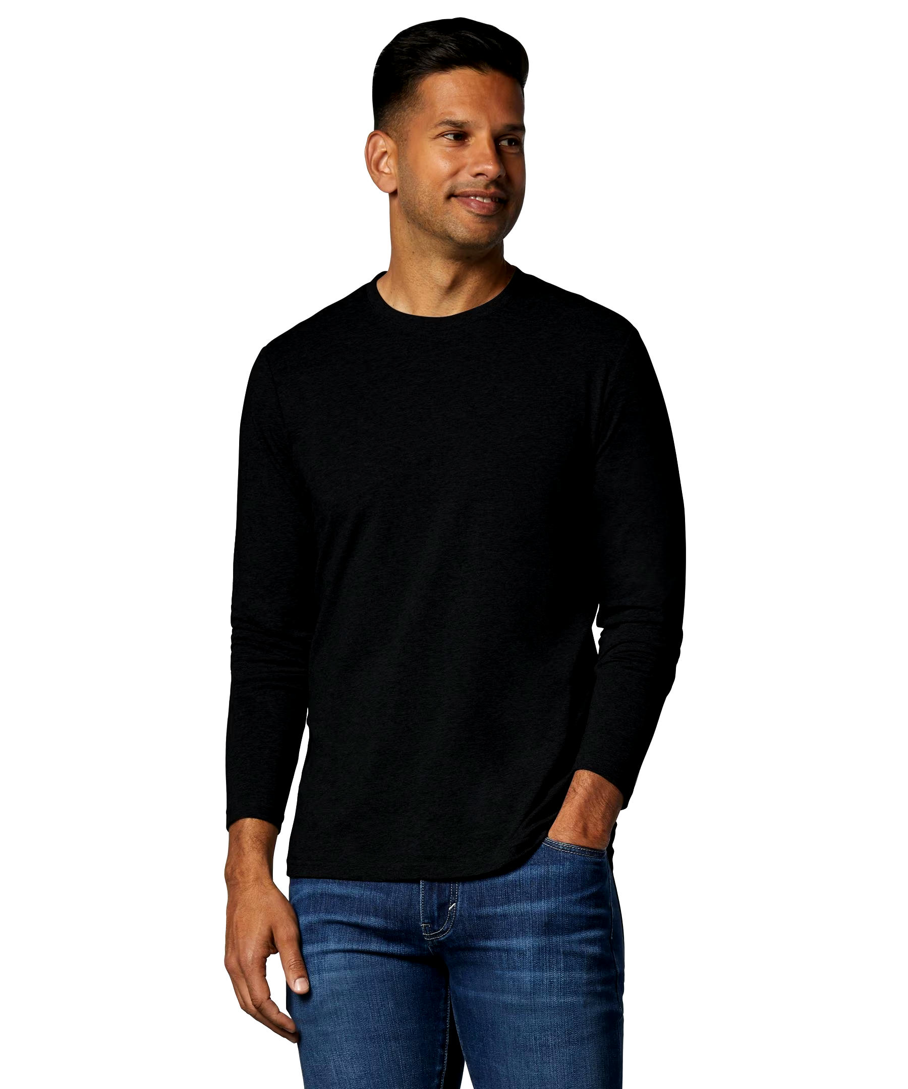 Denver Hayes Men's Stretch Long Sleeve Modern Fit Crewneck T Shirt