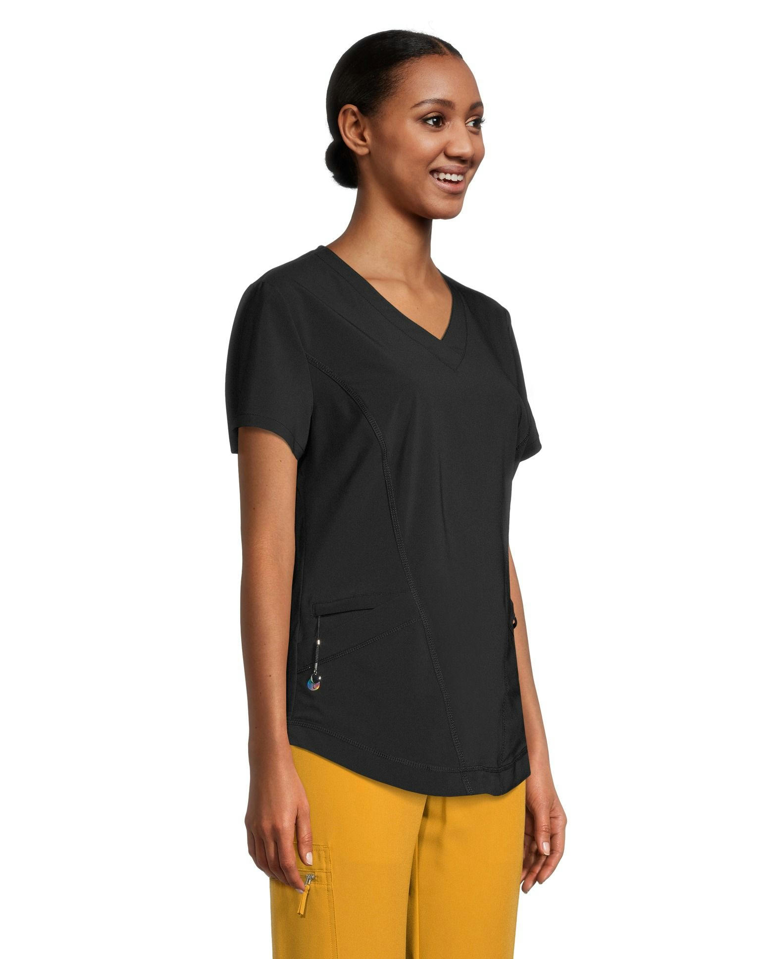 Scrubletics Women's V-Neck Curved Hem Scrub Top