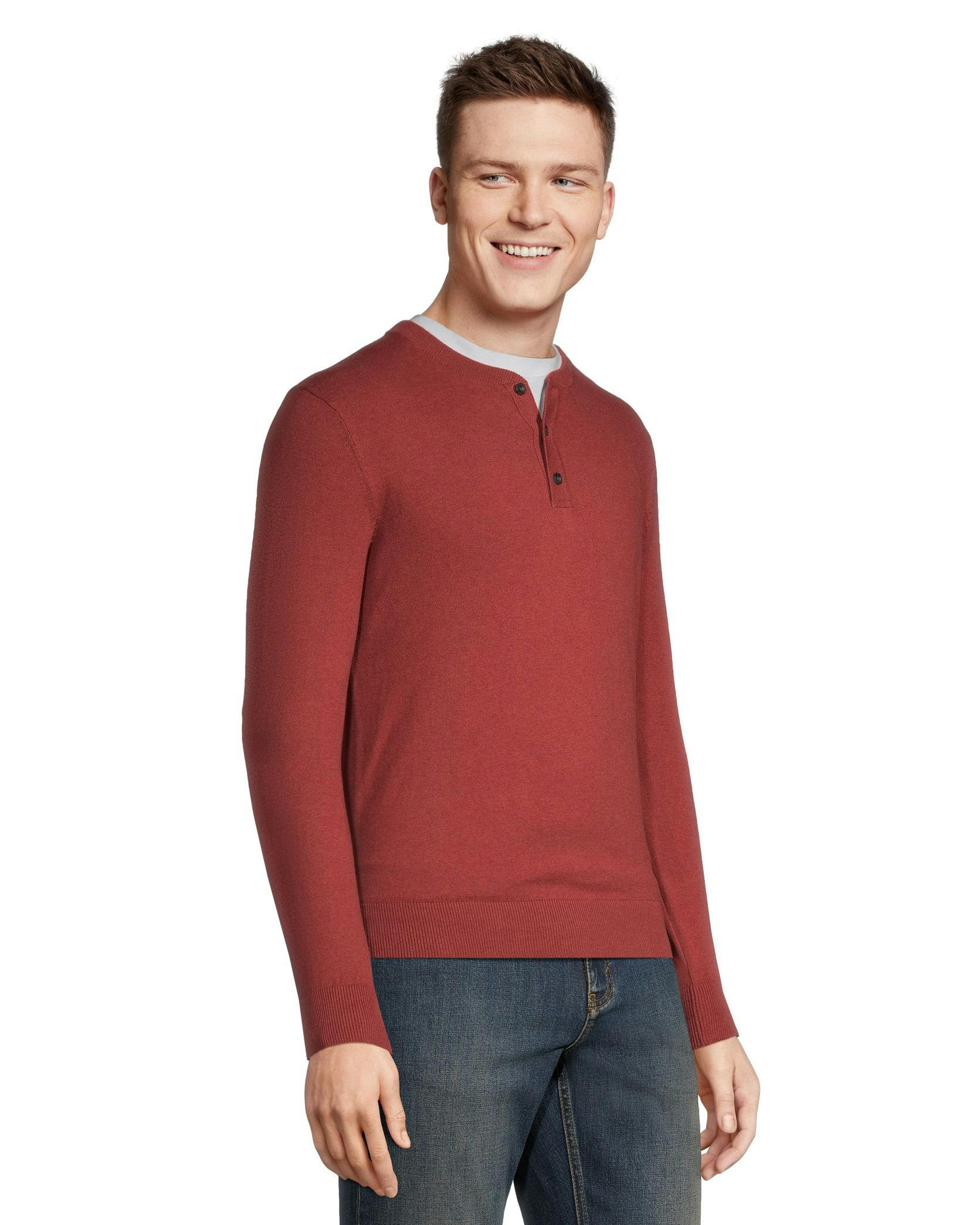 Denver Hayes Men's Cotton Henley Sweater