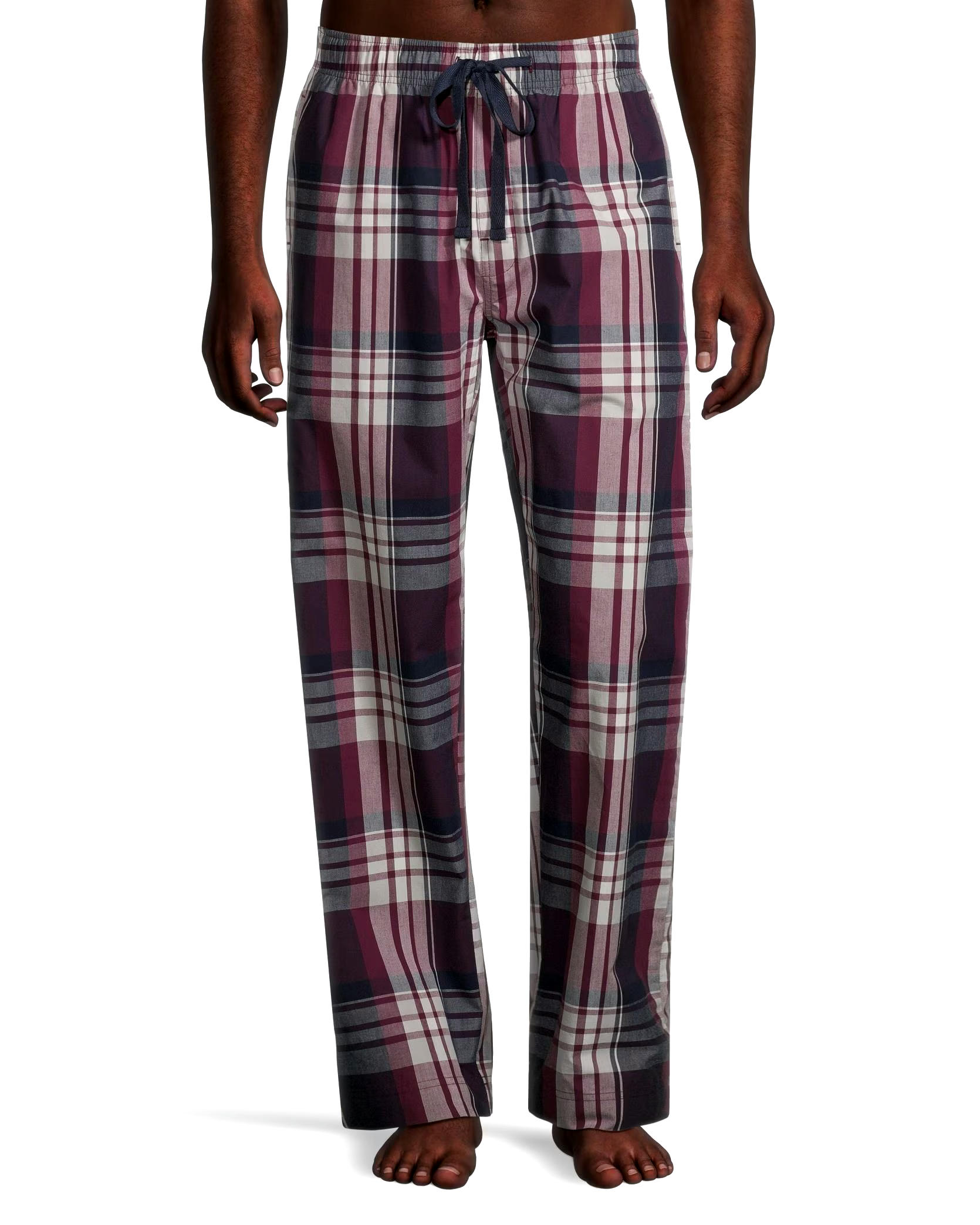 Men's Woven Plaid Lounge Pants With Elastic Waistband and Drawstring