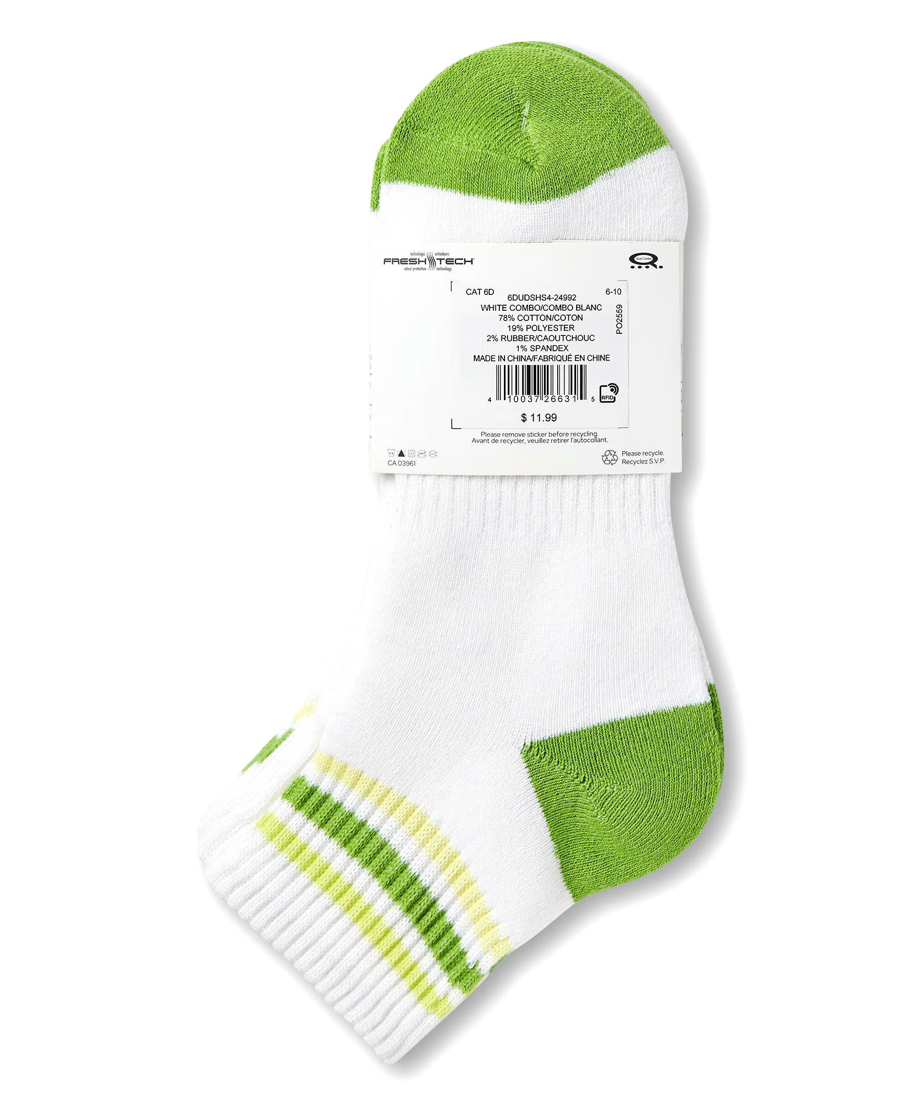 Shambhala Women's Quad Comfort FRESHTECH® Sport Crew Socks, 3 Pack