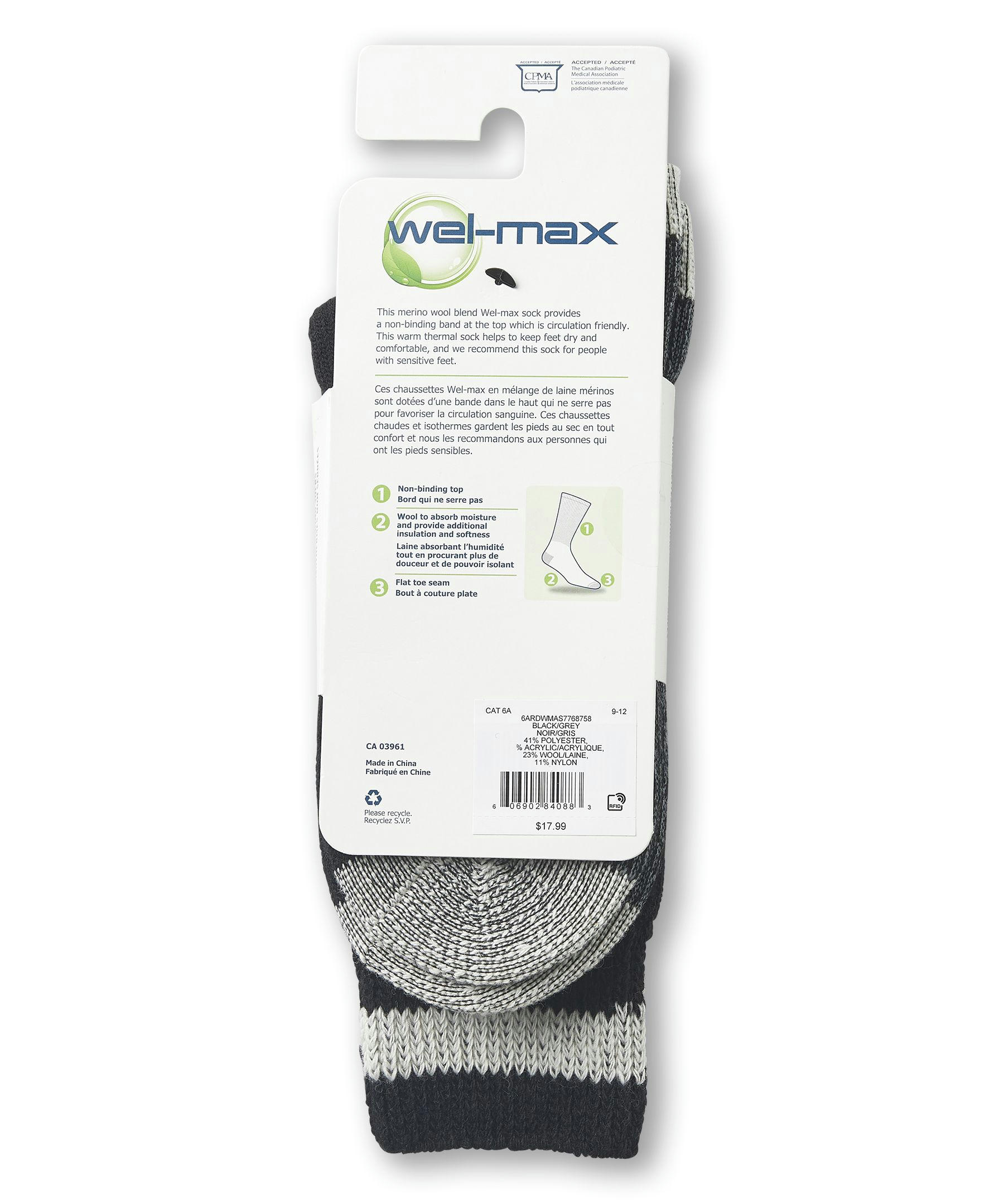 Wel-max Men's Non-Binding Thermal Boot Socks