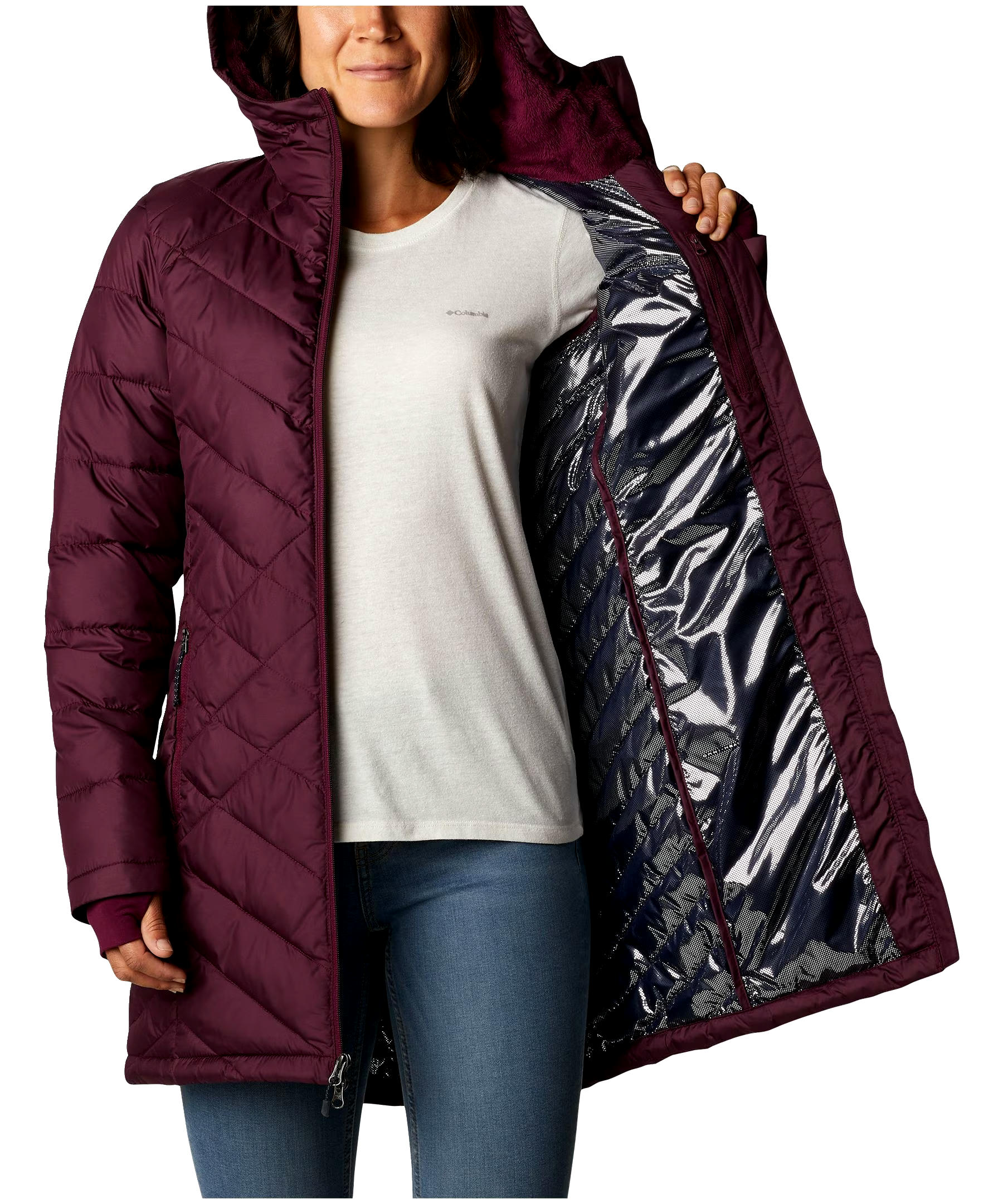Columbia Women's Heavenly Omni-Heat Water Resistant Insulated Long Hooded Jacket