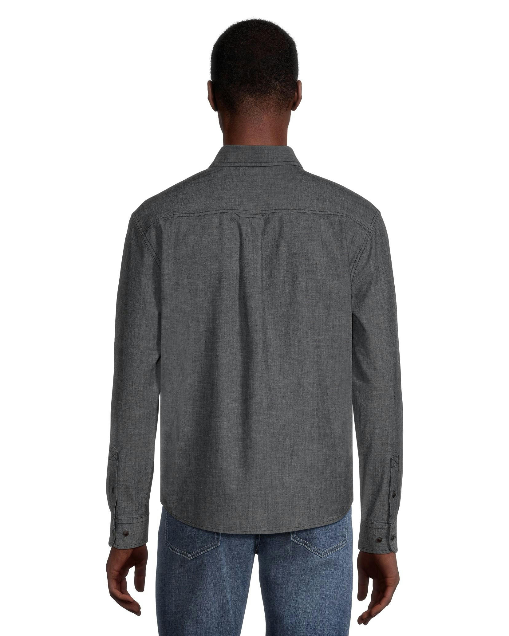 Denver Hayes Men's Modern Fit Long Sleeve Premium Stretch Woven Chambray Casual Shirt