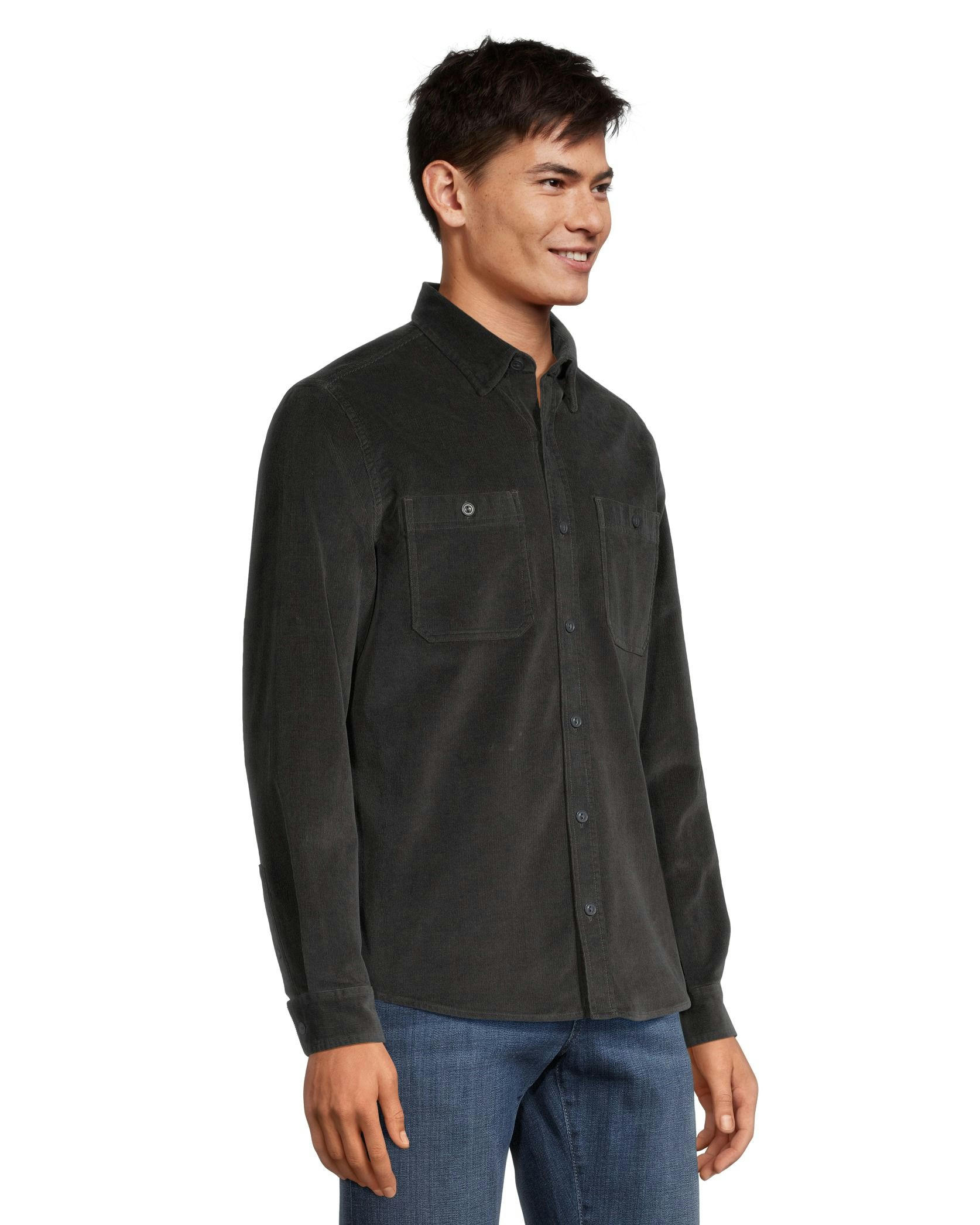 Denver Hayes Men's Stretch Corduroy Button Down Modern Fit Shirt