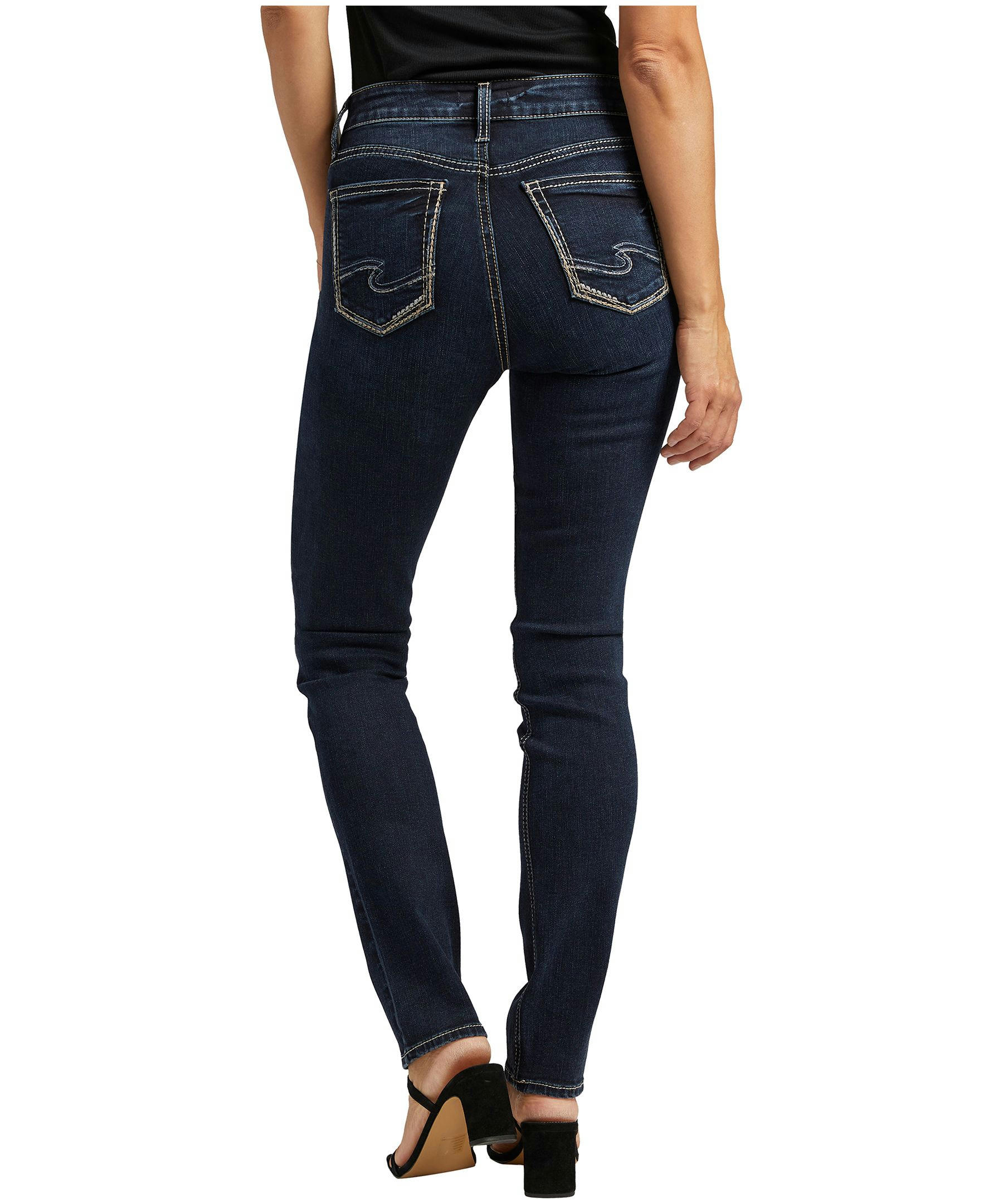 Silver Women's Elyse Mid Rise Straight Leg Jeans - Dark Indigo