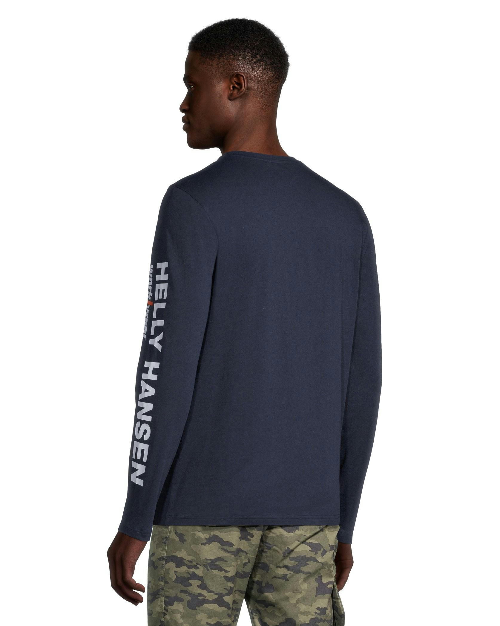 Helly Hansen Workwear Men's Sleeve Logo Cotton Long Sleeve T Shirt