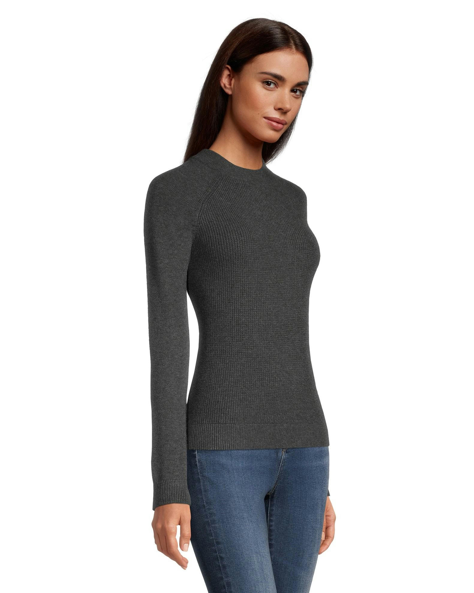 Denver Hayes Women's Cozy Waffle Knit Fitted Crewneck Pullover Sweater