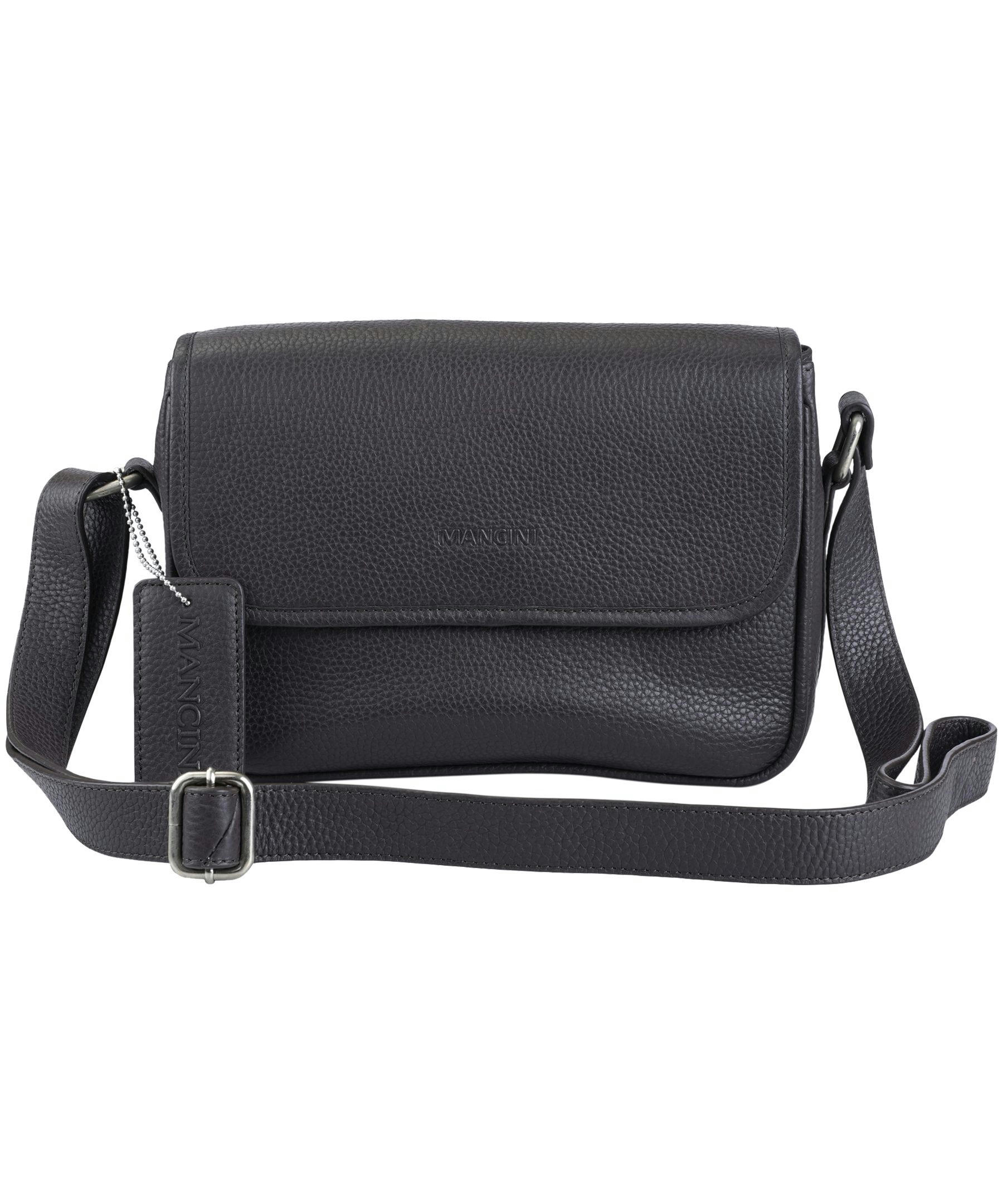 Mancini Leather Goods Women's Pebelled Kemberly Flap Closure Handbag