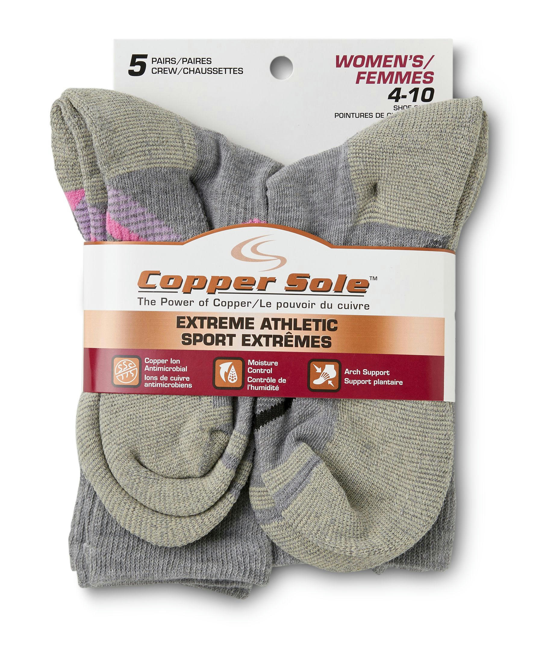 Women's 5 Pack Moisture Guard Extreme Athletic Crew Socks