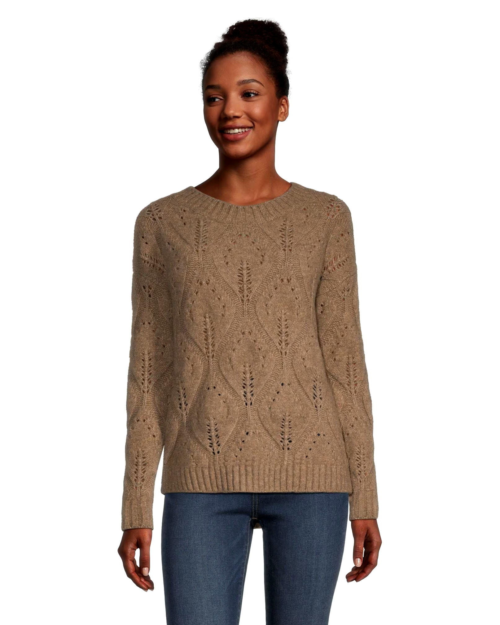 Denver Hayes Women's Luxe Relaxed Fit Pointelle Pullover
