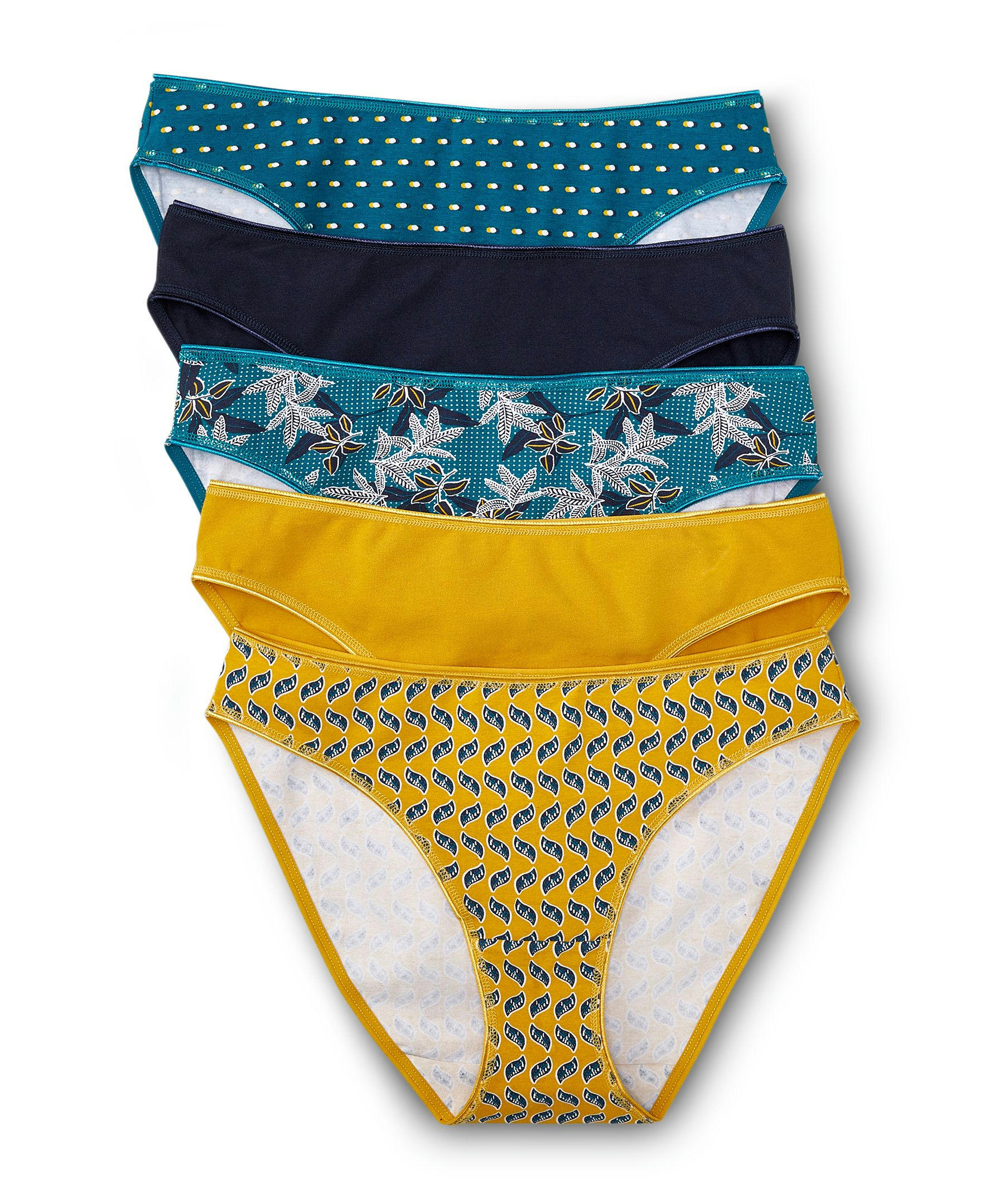 Denver Hayes Women's 5 Pack Cotton Stretch Bikini Panty