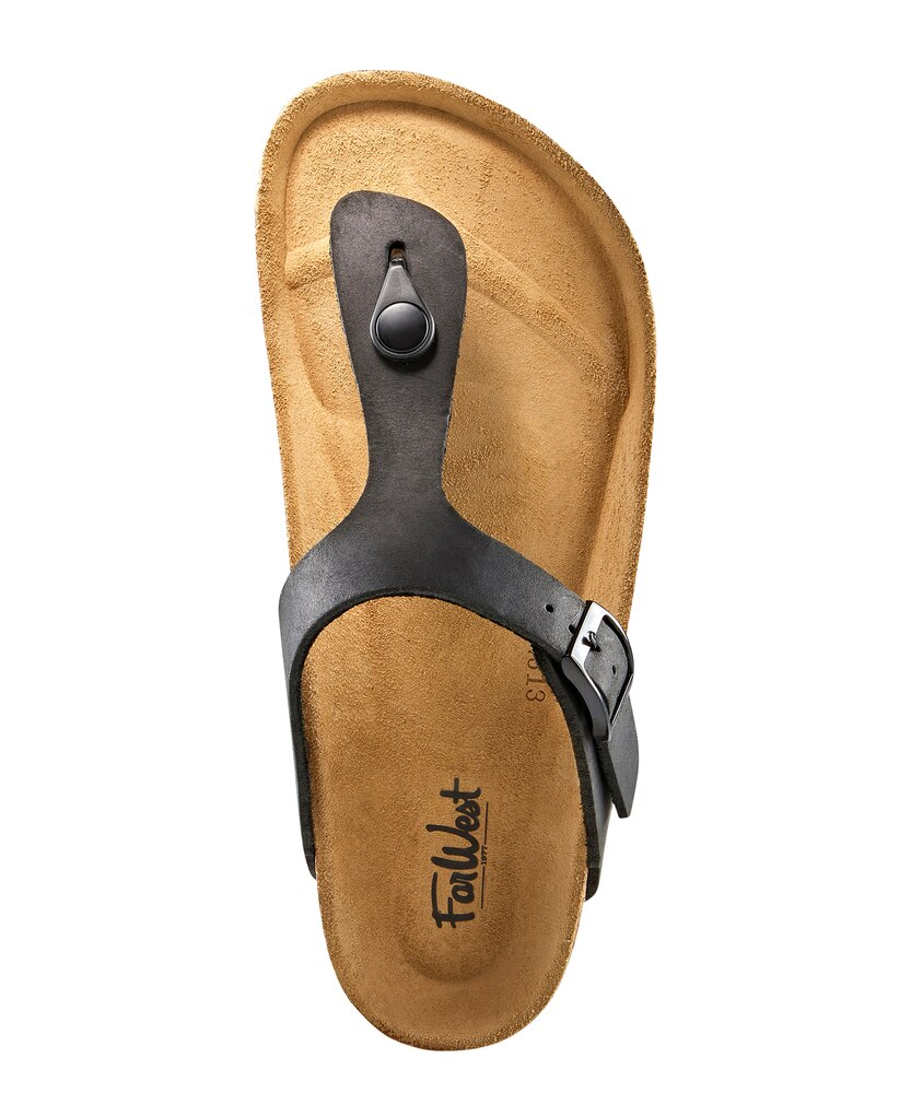 FarWest Women's Vernon Cork Flip-Flop Sandals - Black