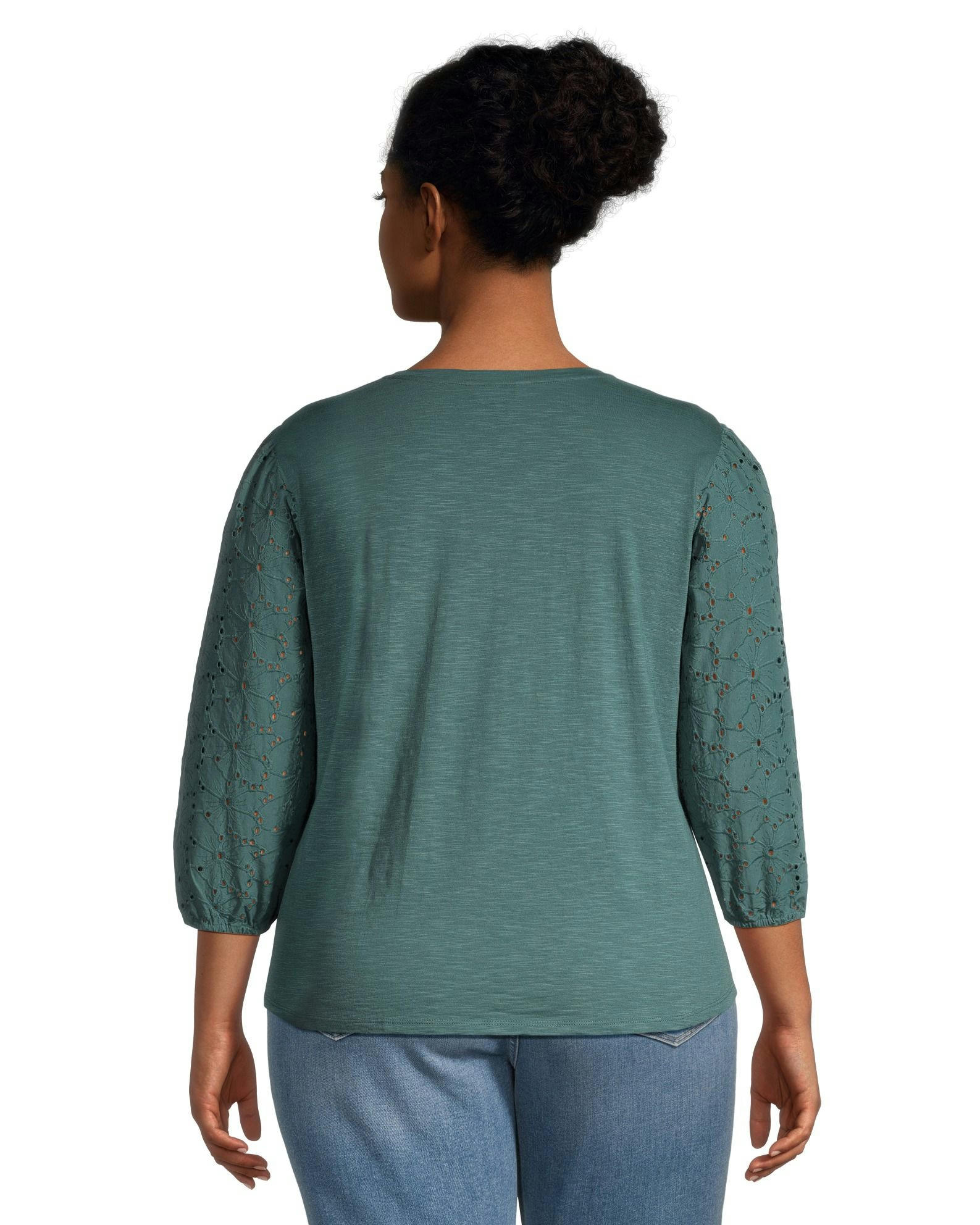 Denver Hayes Women's Semi Fitted 3/4 Length Sleeve Crew Neck T Shirt