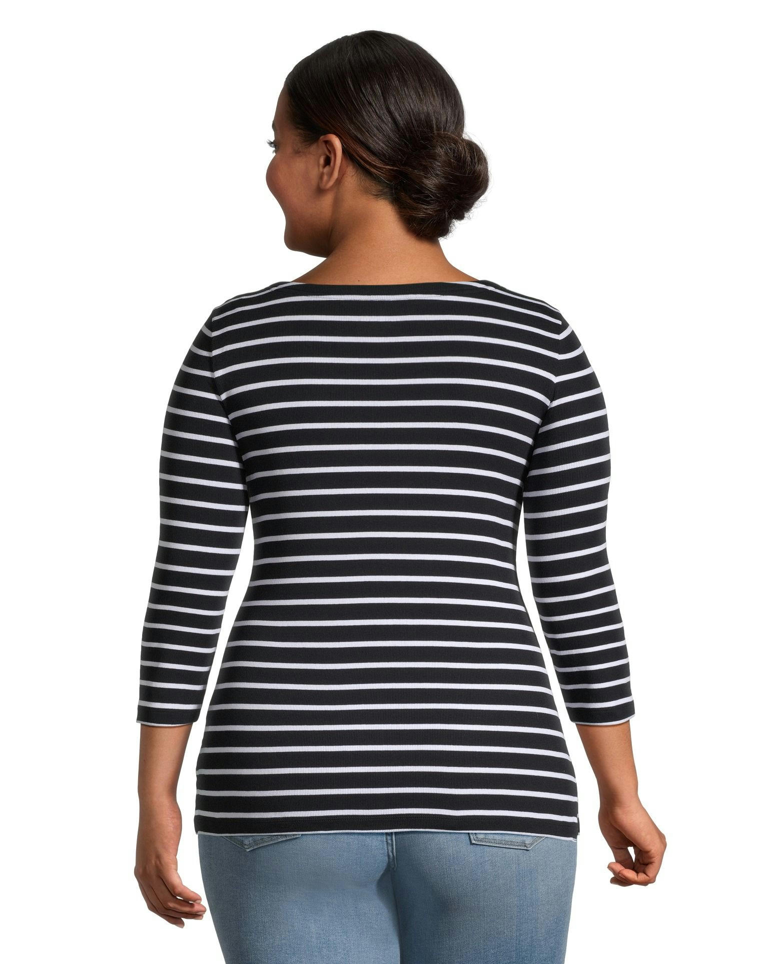 Denver Hayes Women's Fitted Three Quarter Sleeve Boatneck Shirt