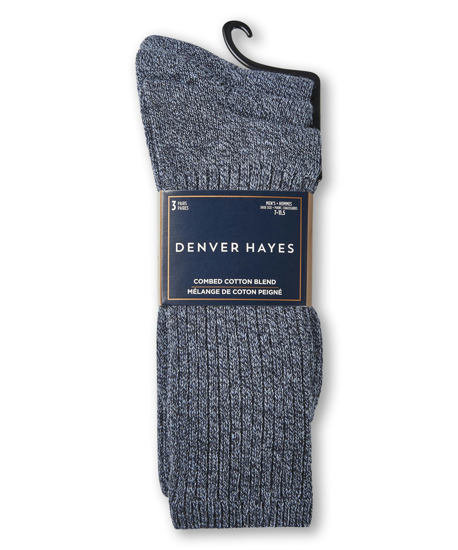 Denver Hayes Men's Casual Rib Socks, 3 Pack