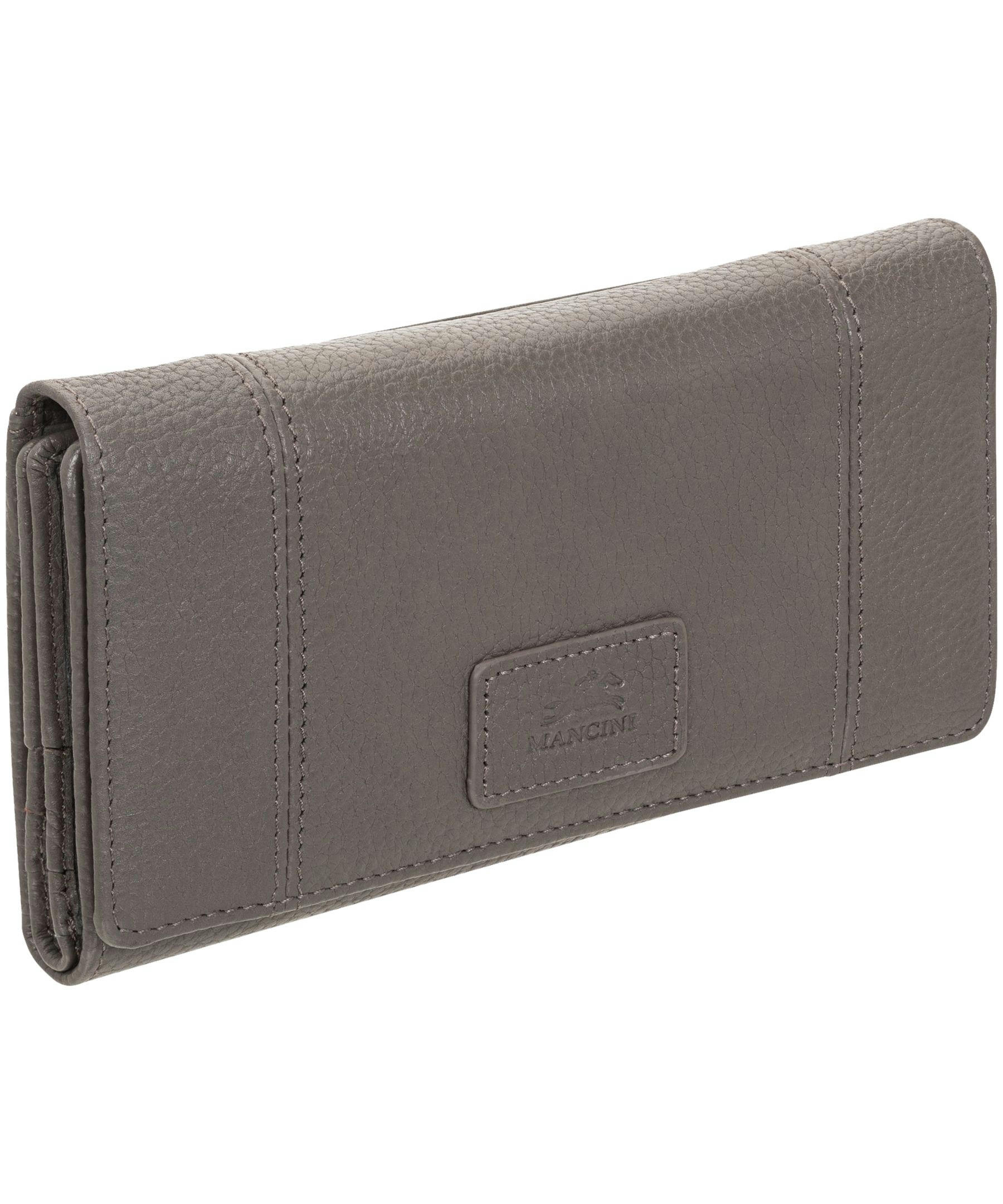 Mancini Leather Goods Women's Pebelled RFID Secure Trifold Wing Wallet