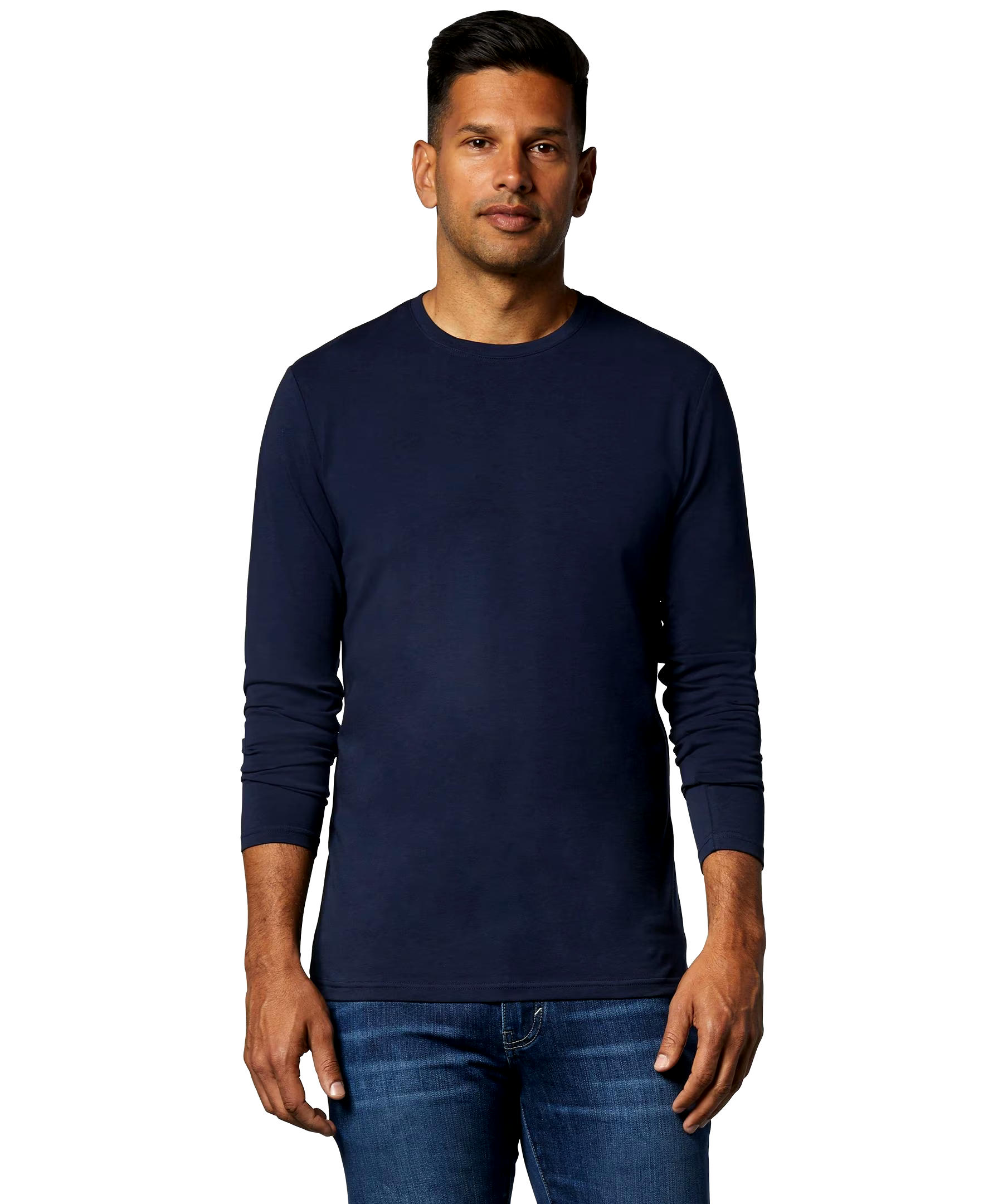 Denver Hayes Men's Stretch Long Sleeve Modern Fit Crewneck T Shirt