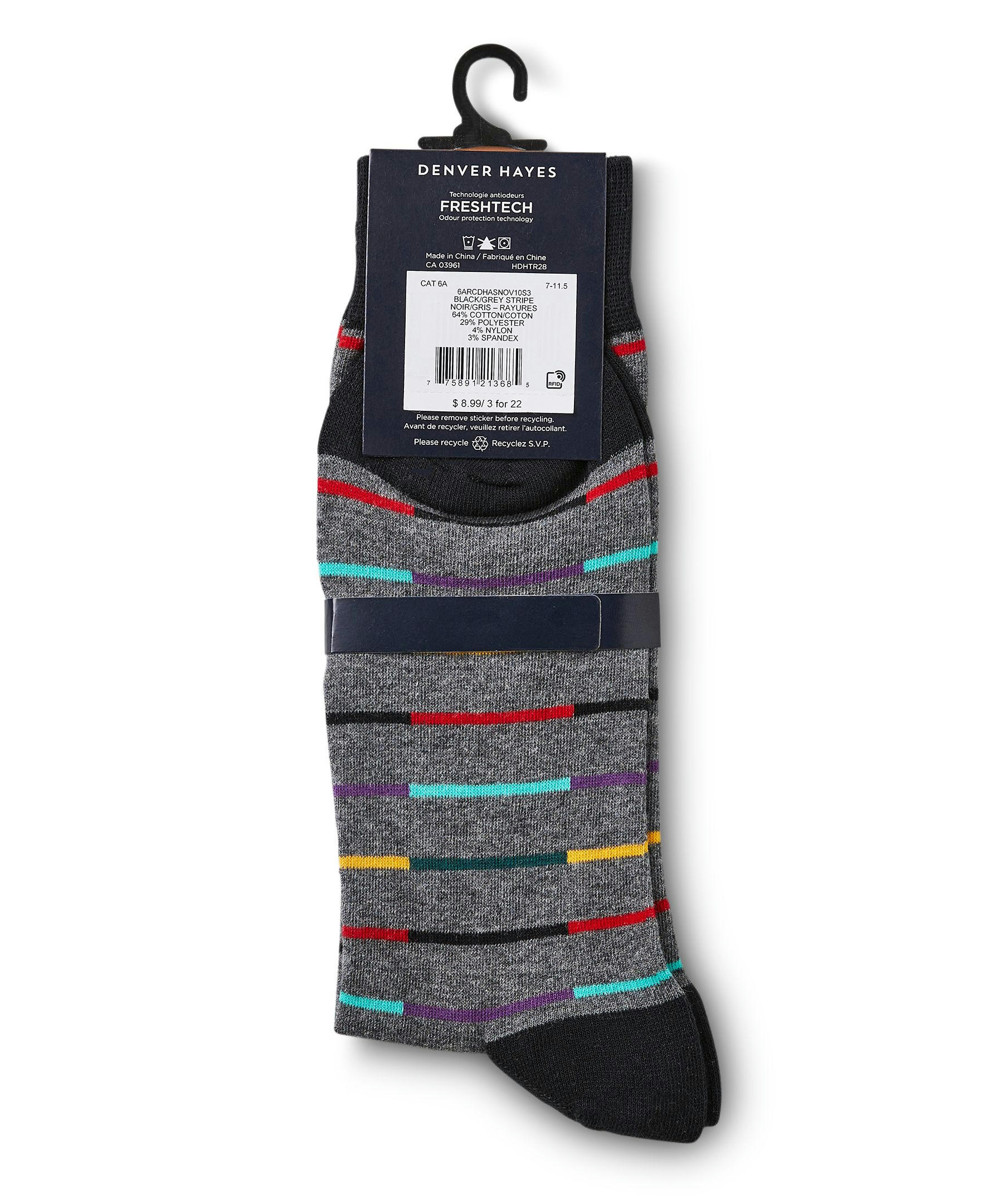 Denver Hayes Men's Novelty Pattern Freshtech Casual Crew Socks