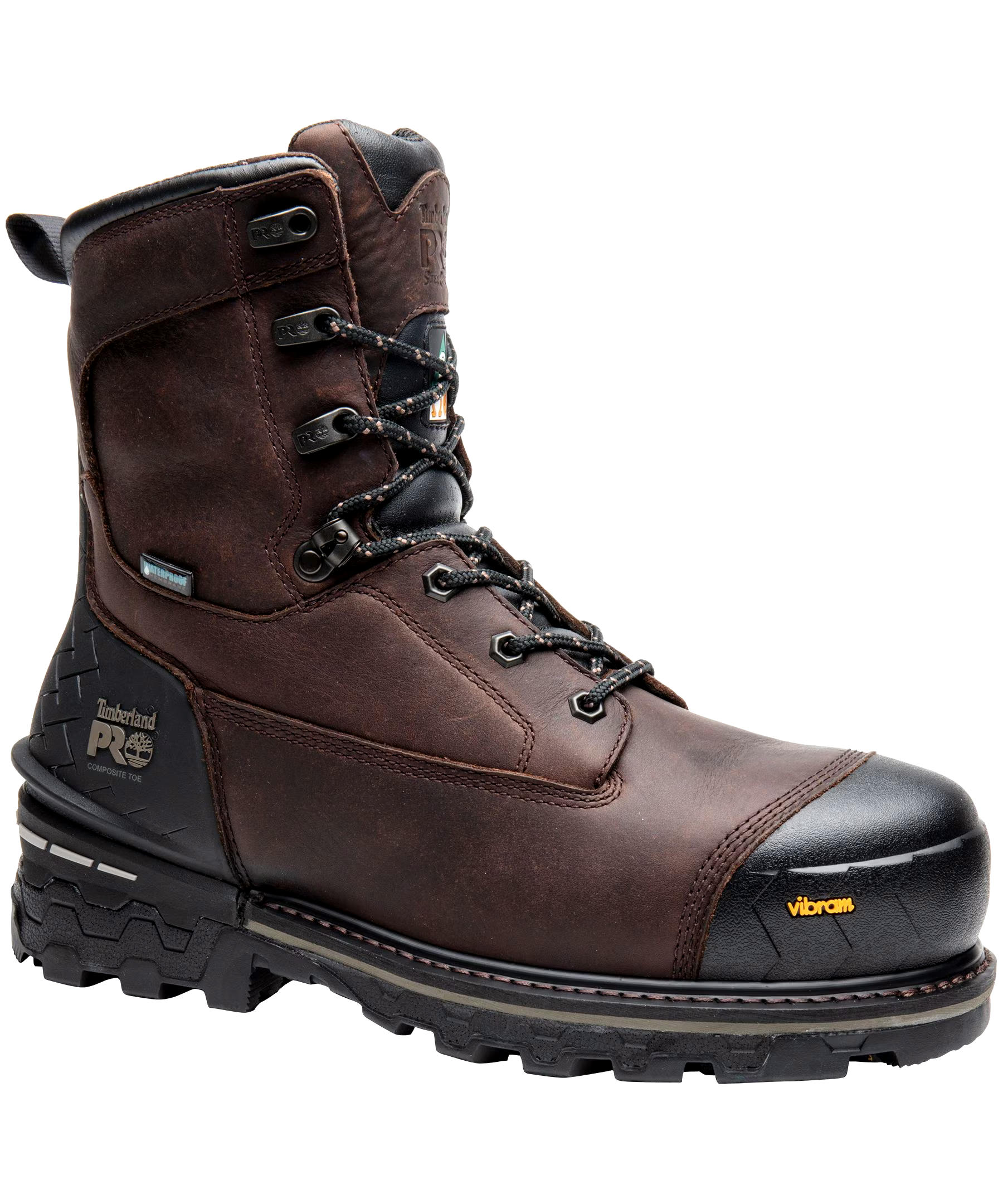 Timberland PRO Men's Composite Toe Composite Plate Boondock Waterproof 8 inch Work Boots - Brown