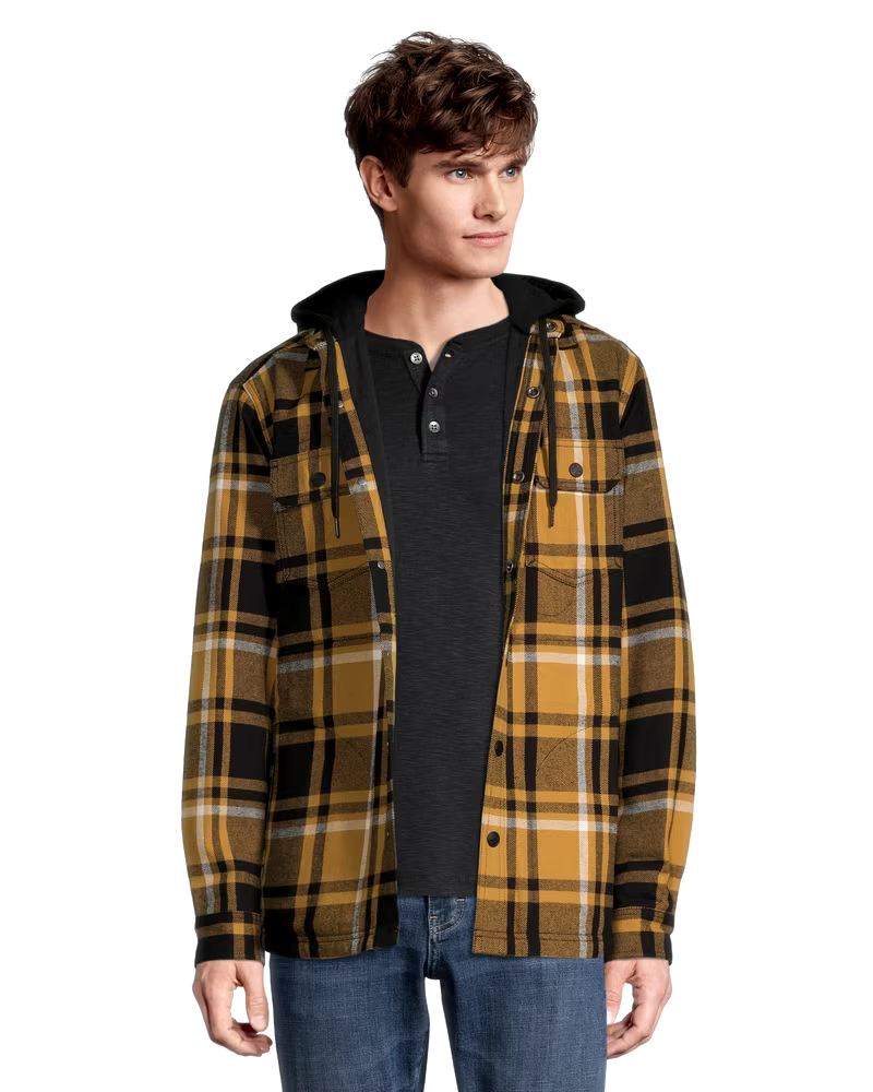 WindRiver Men's Lined T-Max Insulated Flannel Hooded Cotton Shacket