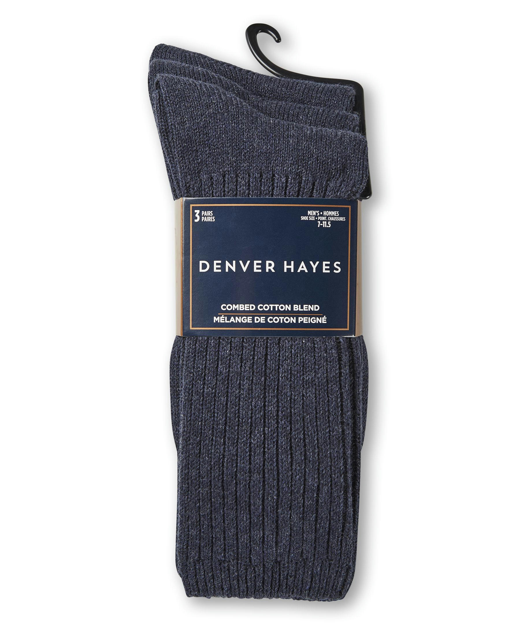 Denver Hayes Men's Casual Rib Socks, 3 Pack