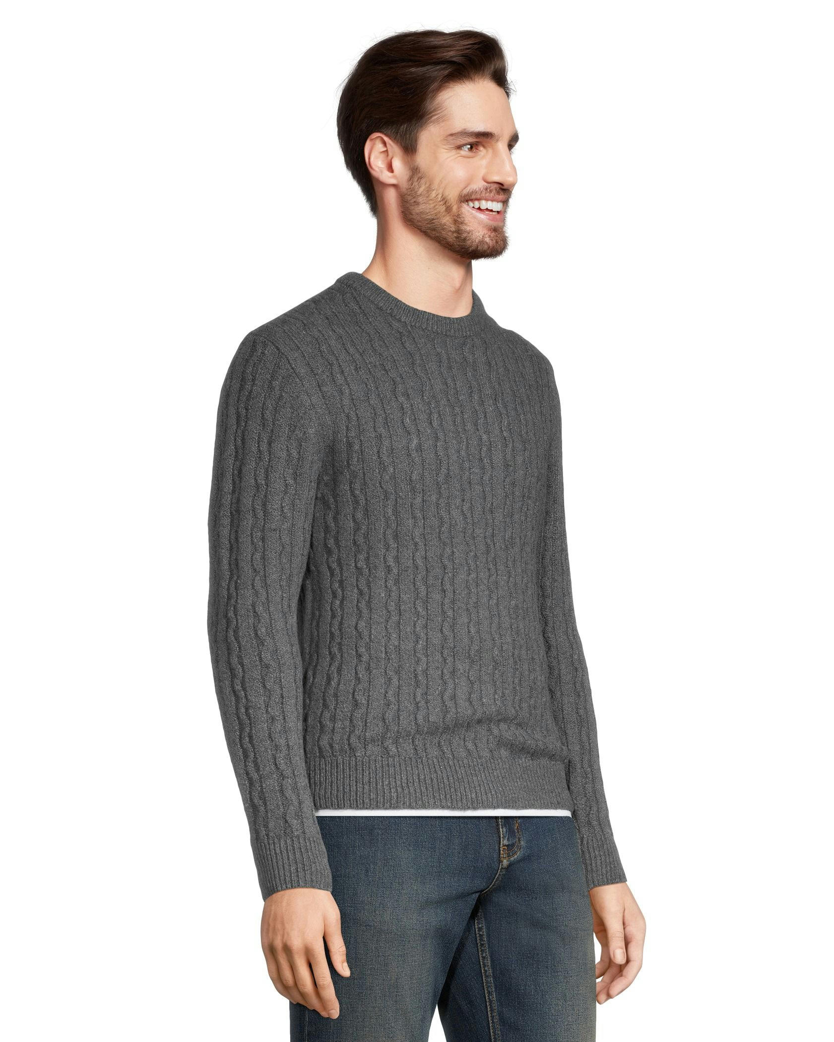 Denver Hayes Men's Cable Stitch Crewneck Sweater