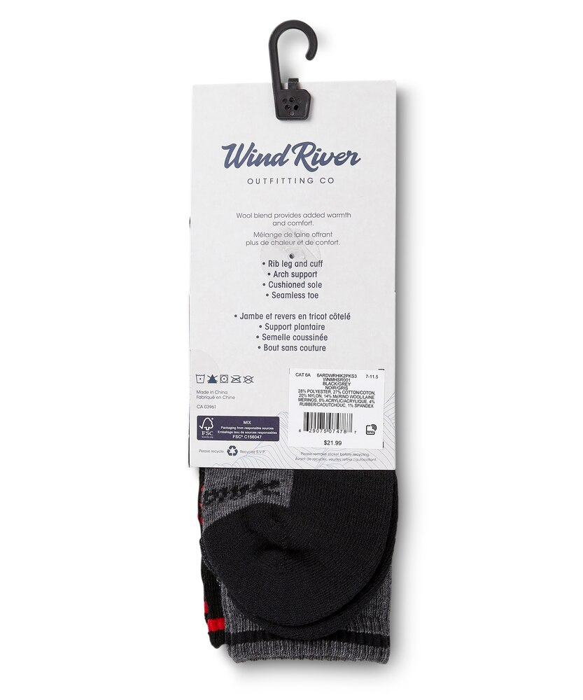 WindRiver Men's 2 Pack Hiking Crew Socks