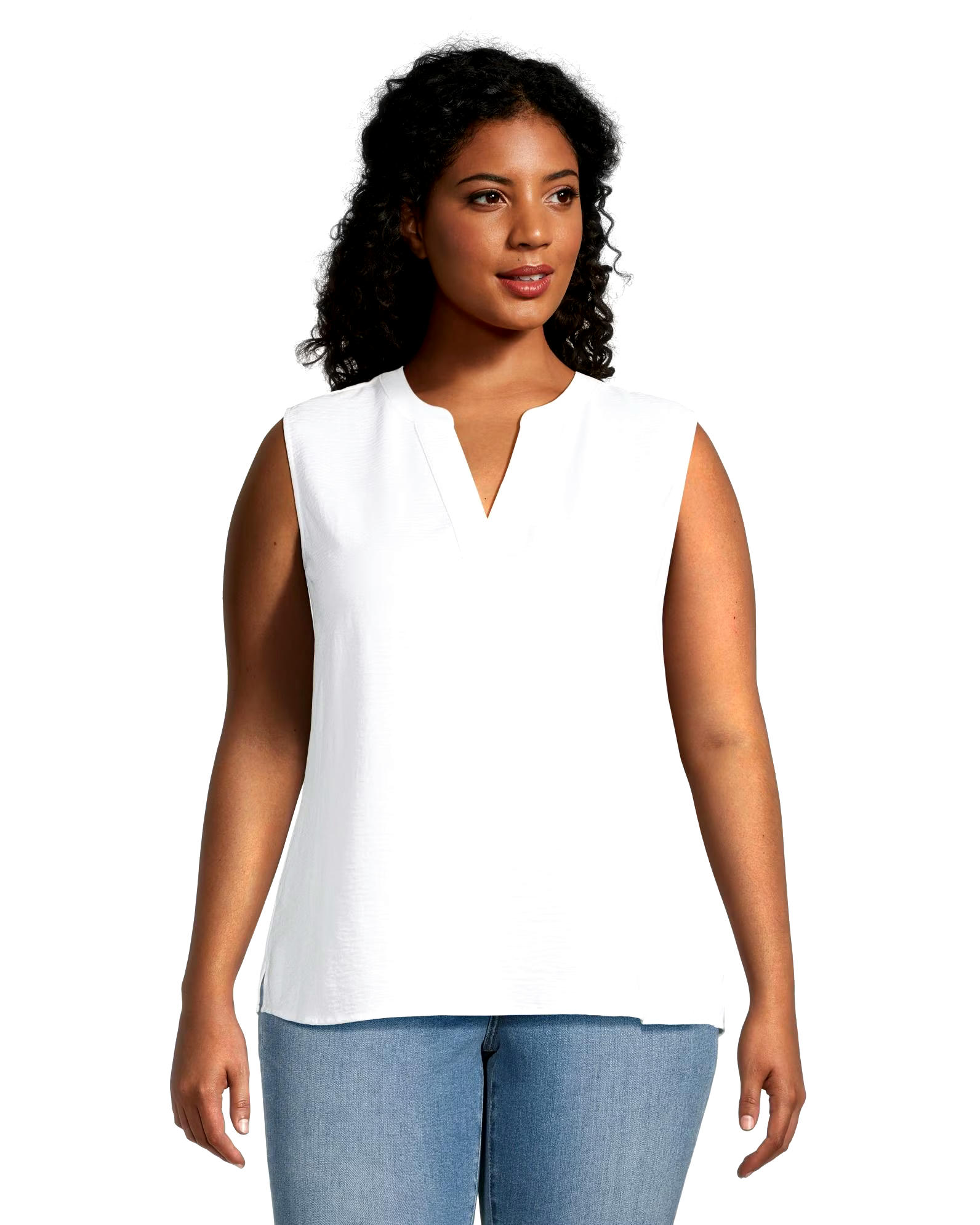 Denver Hayes Women's V-Neck Hammered Crepe Tank Top