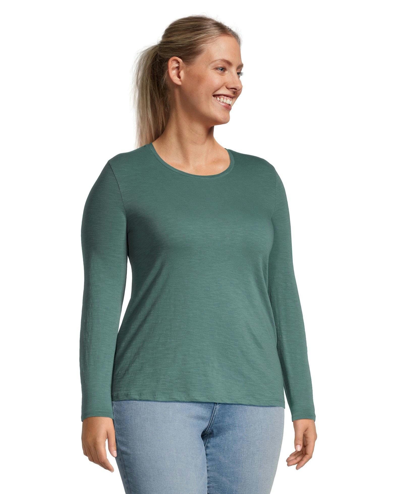 Denver Hayes Women's Semi Fitted Long Sleeve Crewneck T Shirt