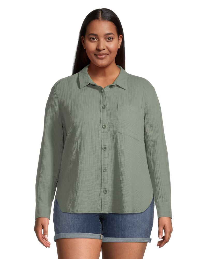 Women's Double Gauze Long Sleeve Button Down Shirt