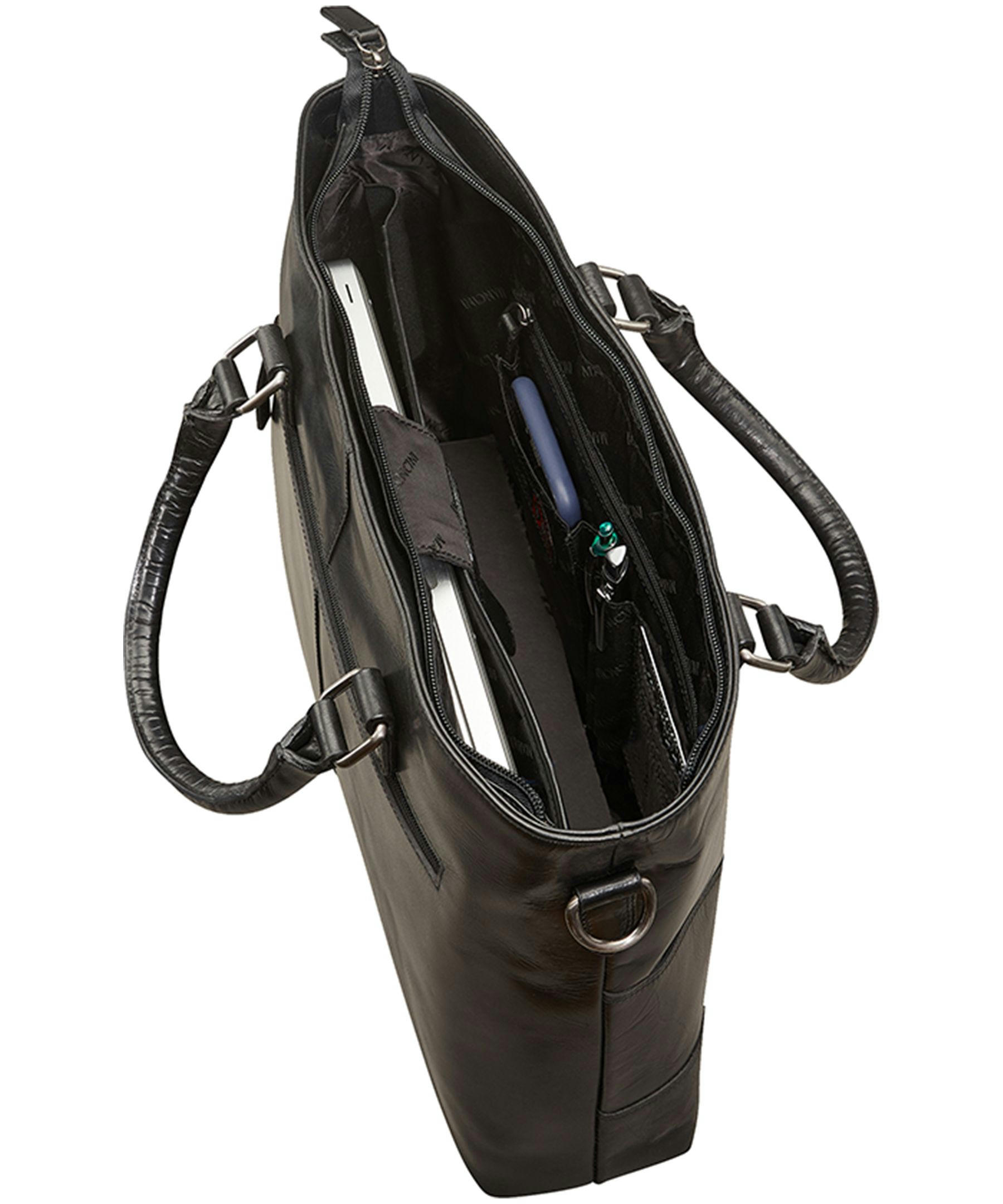 Mancini Leather Goods Unisex Buffalo Laptop Tote Bag Black