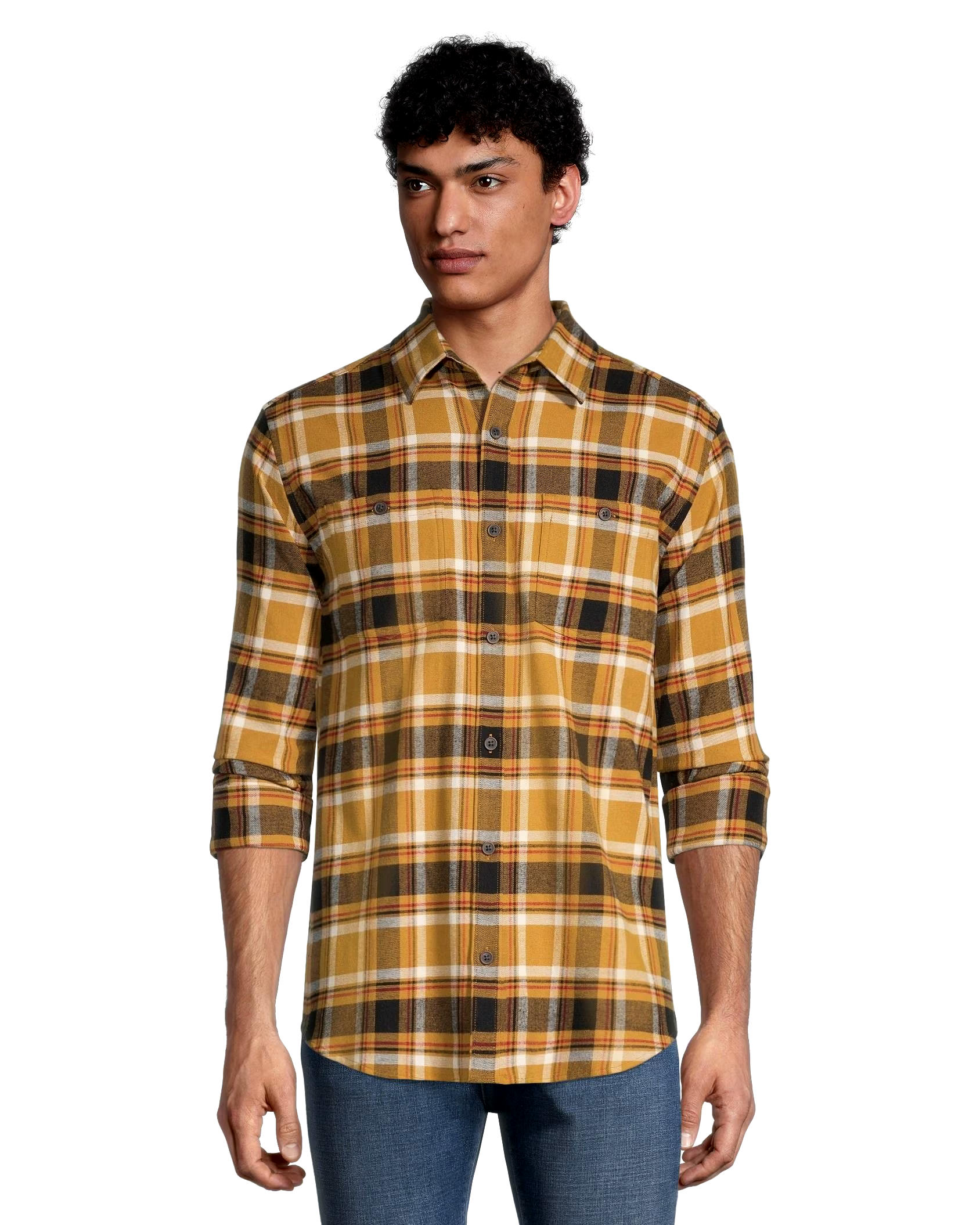 WindRiver Men's Stretch Regular Fit Basic Flannel Shirt