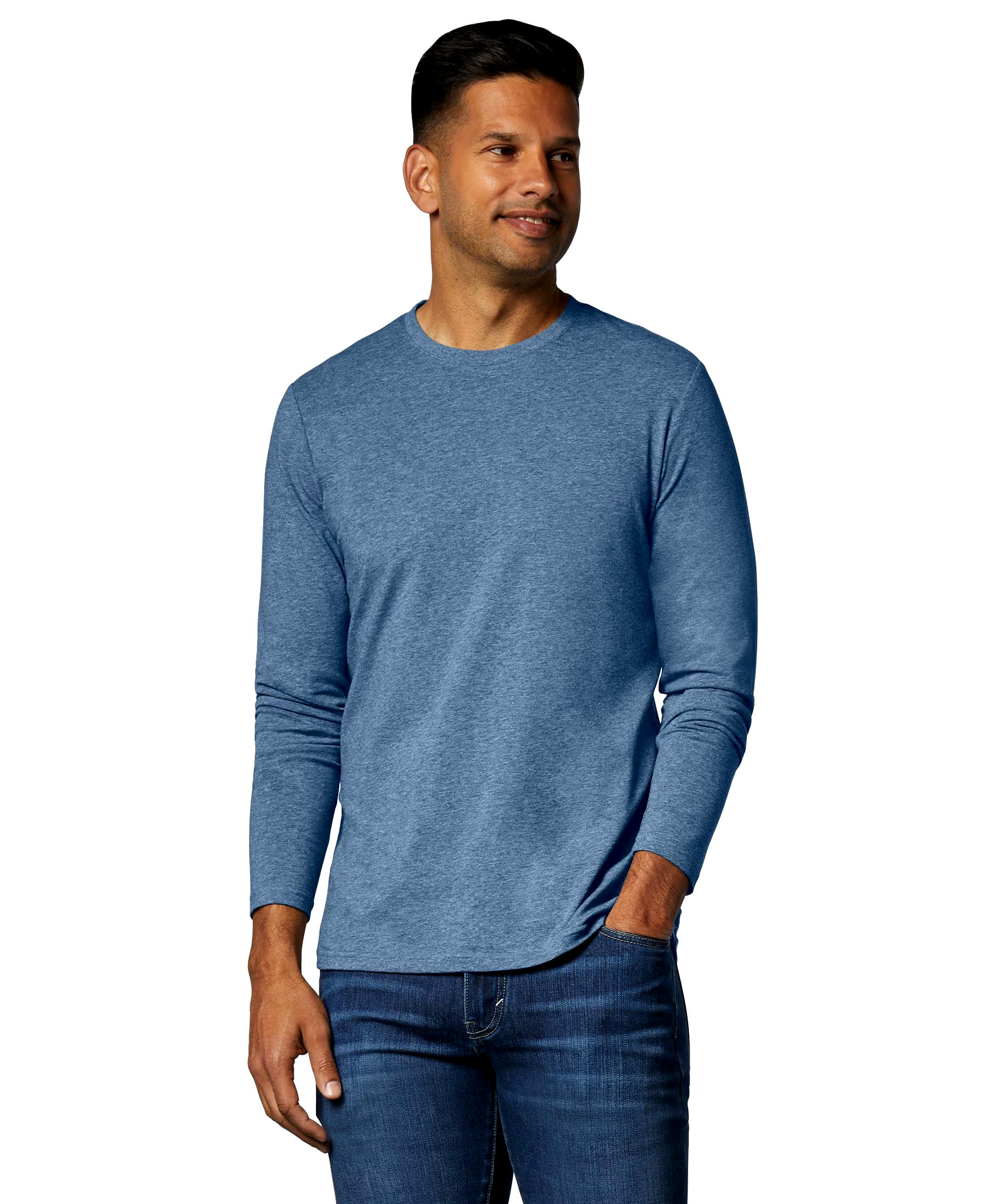Denver Hayes Men's Stretch Long Sleeve Modern Fit Crewneck T Shirt