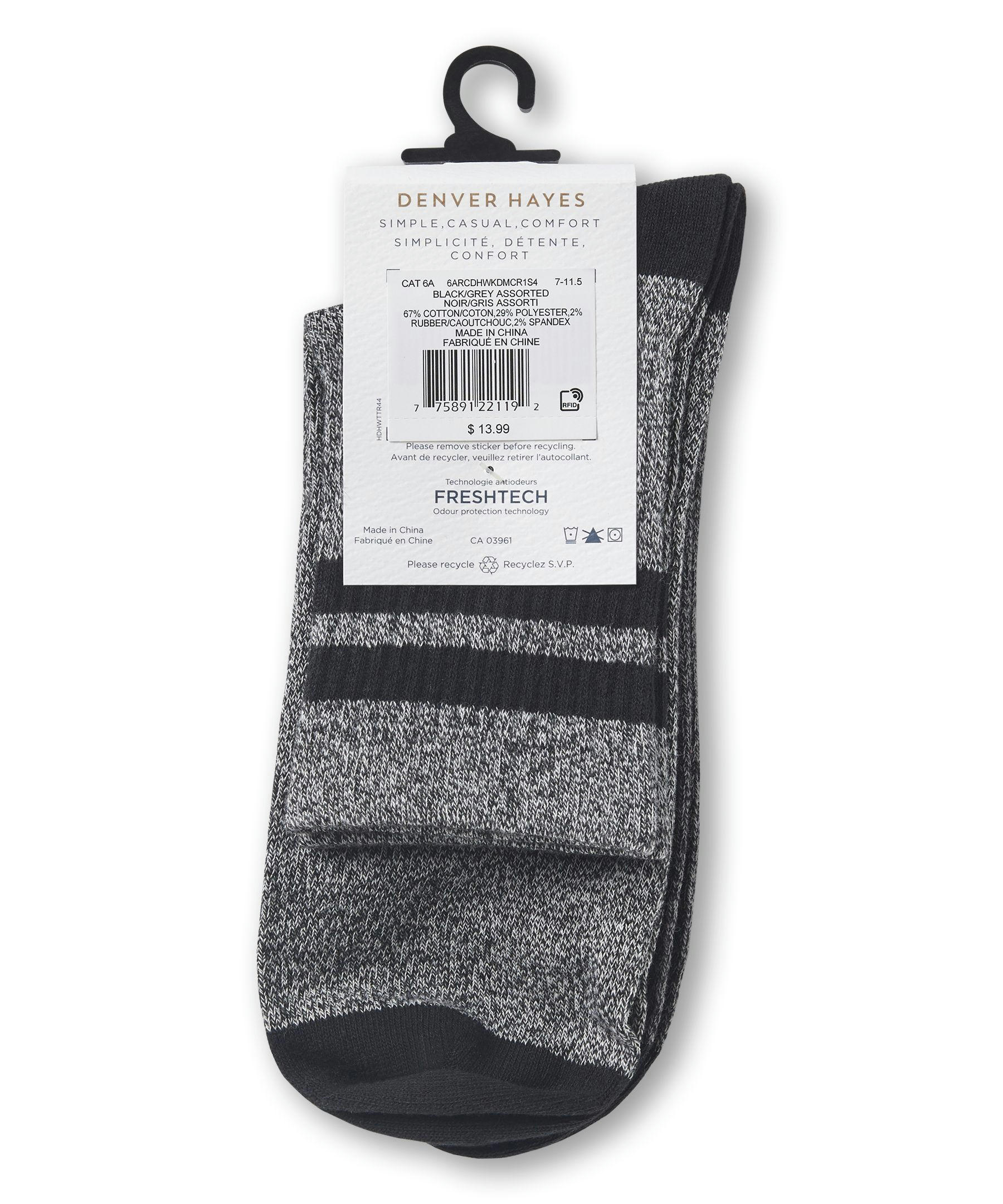 Denver Hayes Men's FRESHTECH® Weekender Mid Crew Socks, 2 Pack