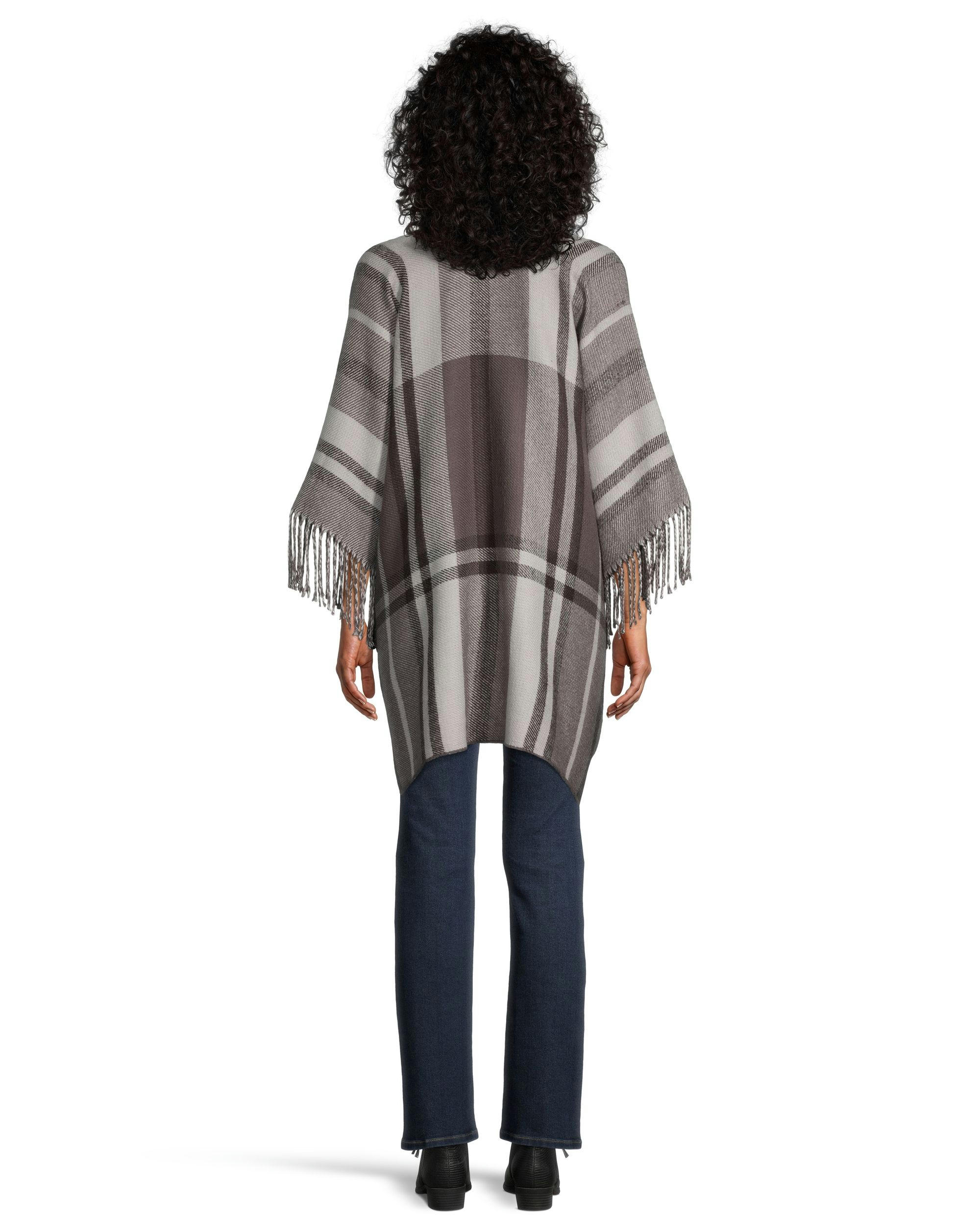 Denver Hayes Women's Plaid Fringe Ruana Shawl