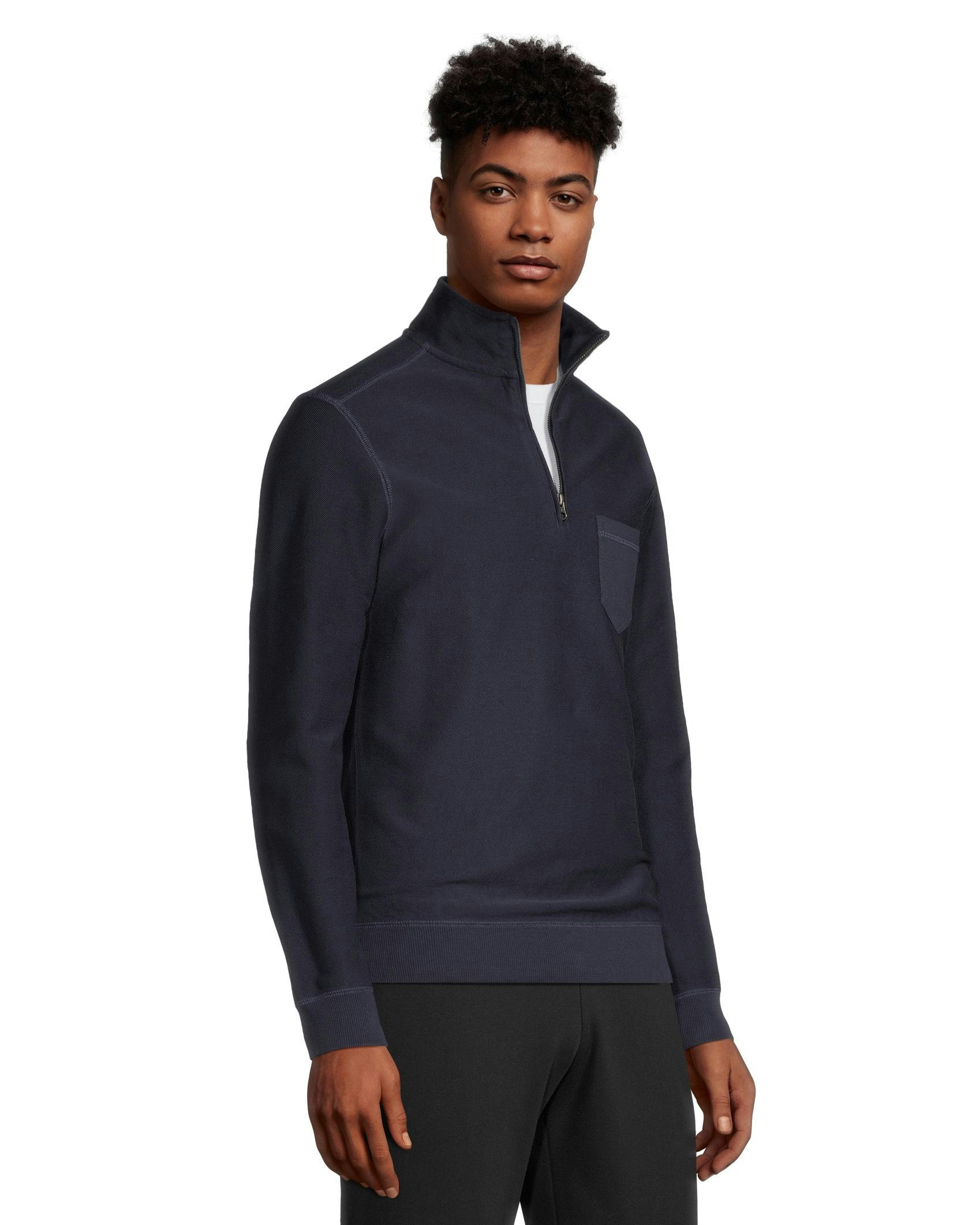 Denver Hayes Men's Reverse Twill Quarter Zip Mock Neck Pullover