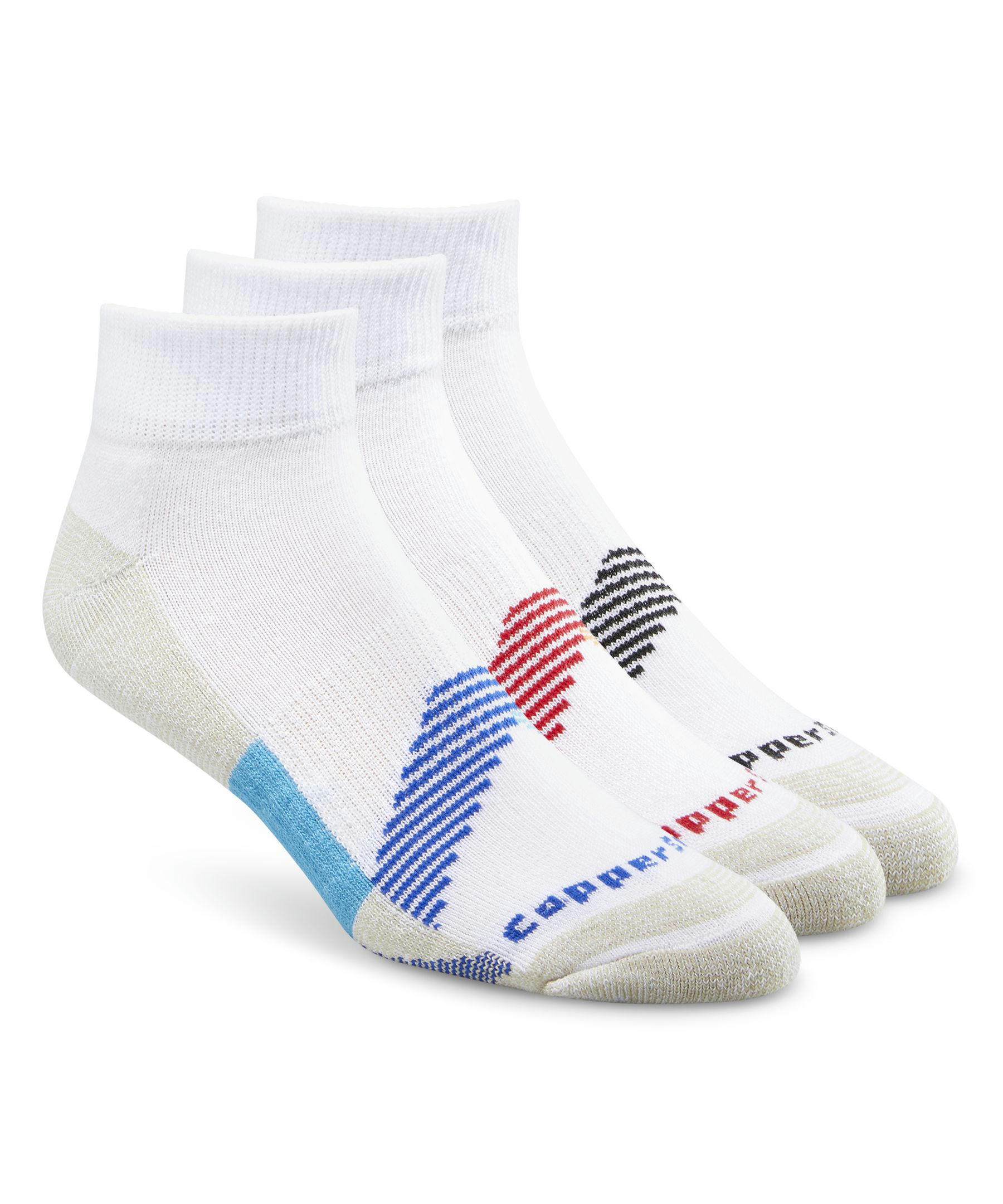 Copper Sole Men's 3 Pack Extreme Athletic Ankle Socks with Moisture Guard