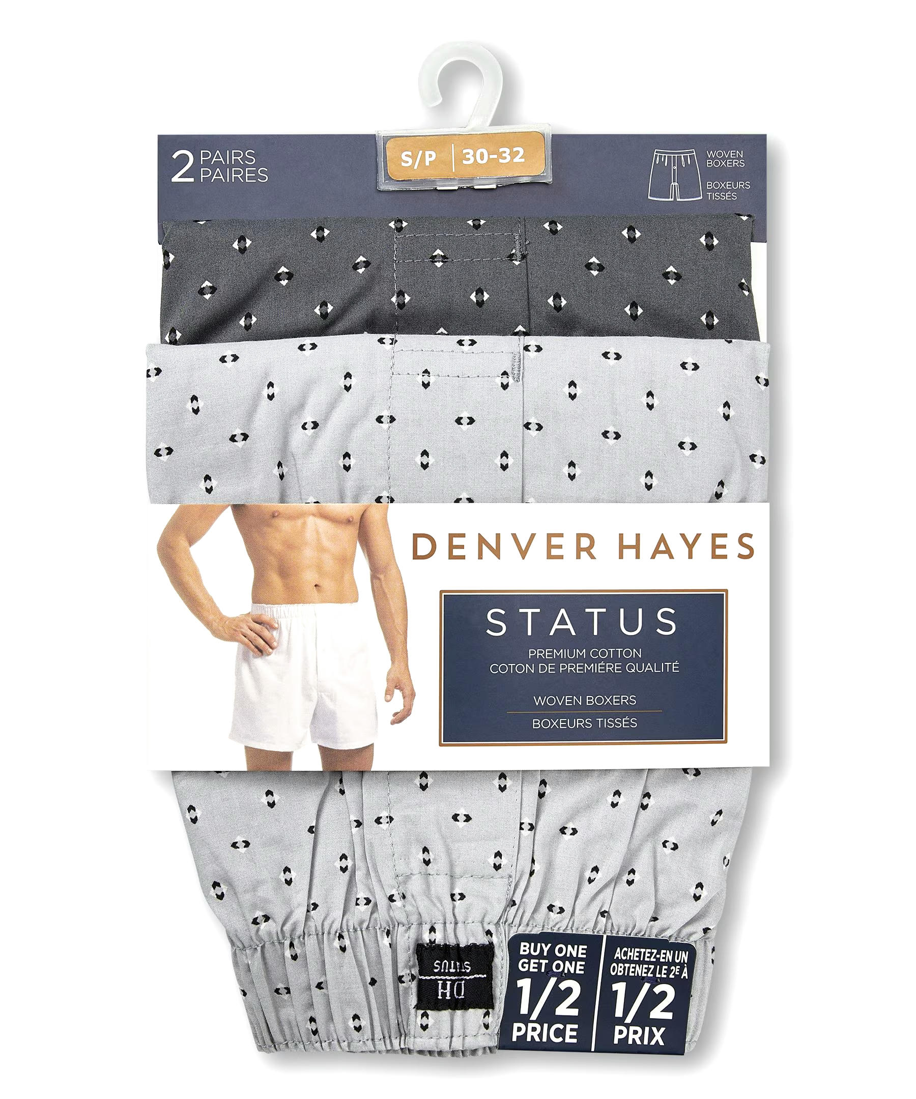 Denver Hayes Men's 2 Pack Woven Boxer