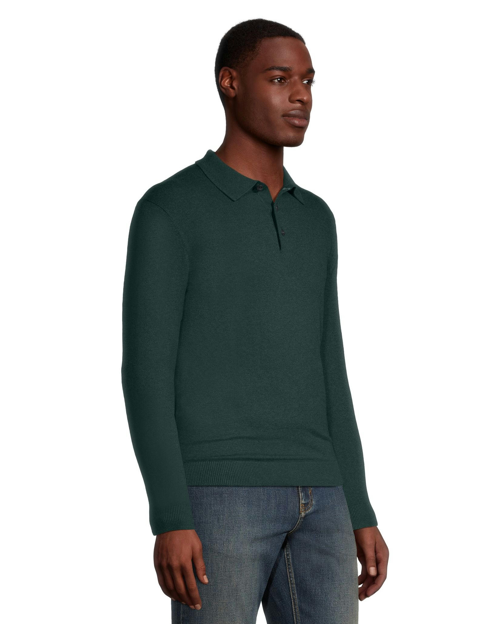 Denver Hayes Men's Long Sleeve Cotton Polo Sweater