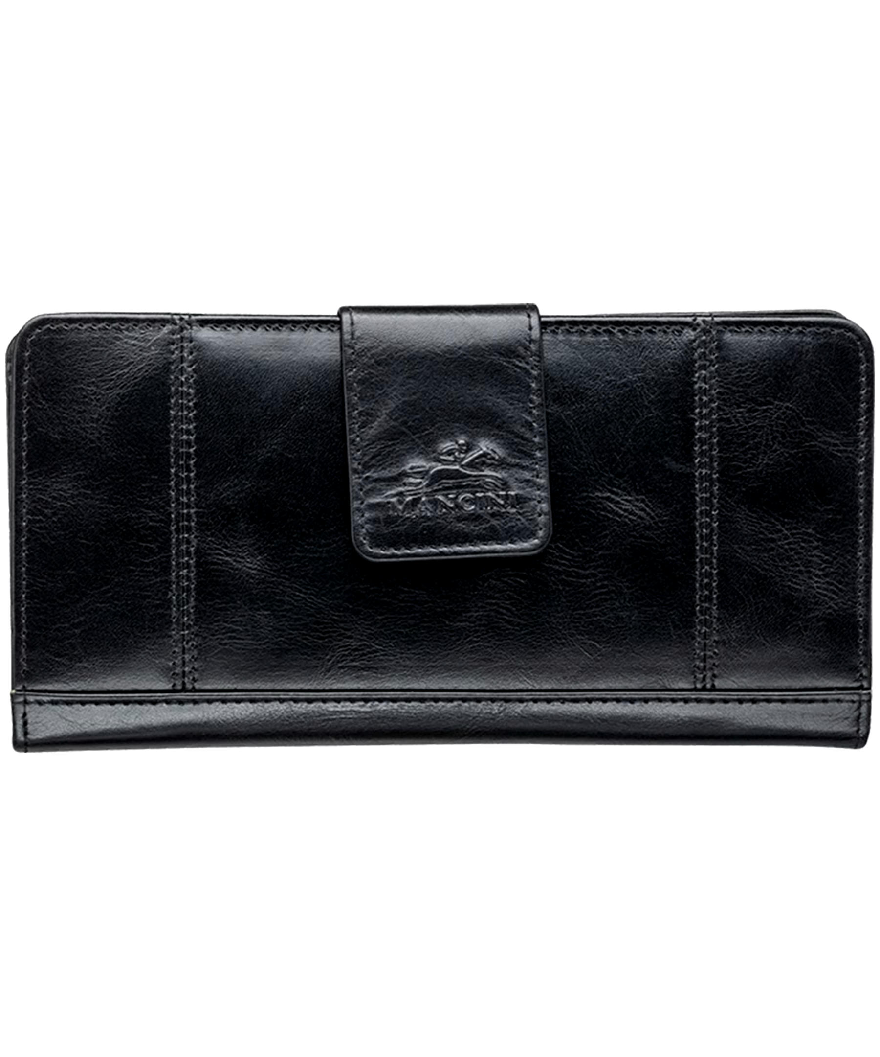 Mancini Leather Goods Women's Casablanca RFID Secure Clutch Wallet Black