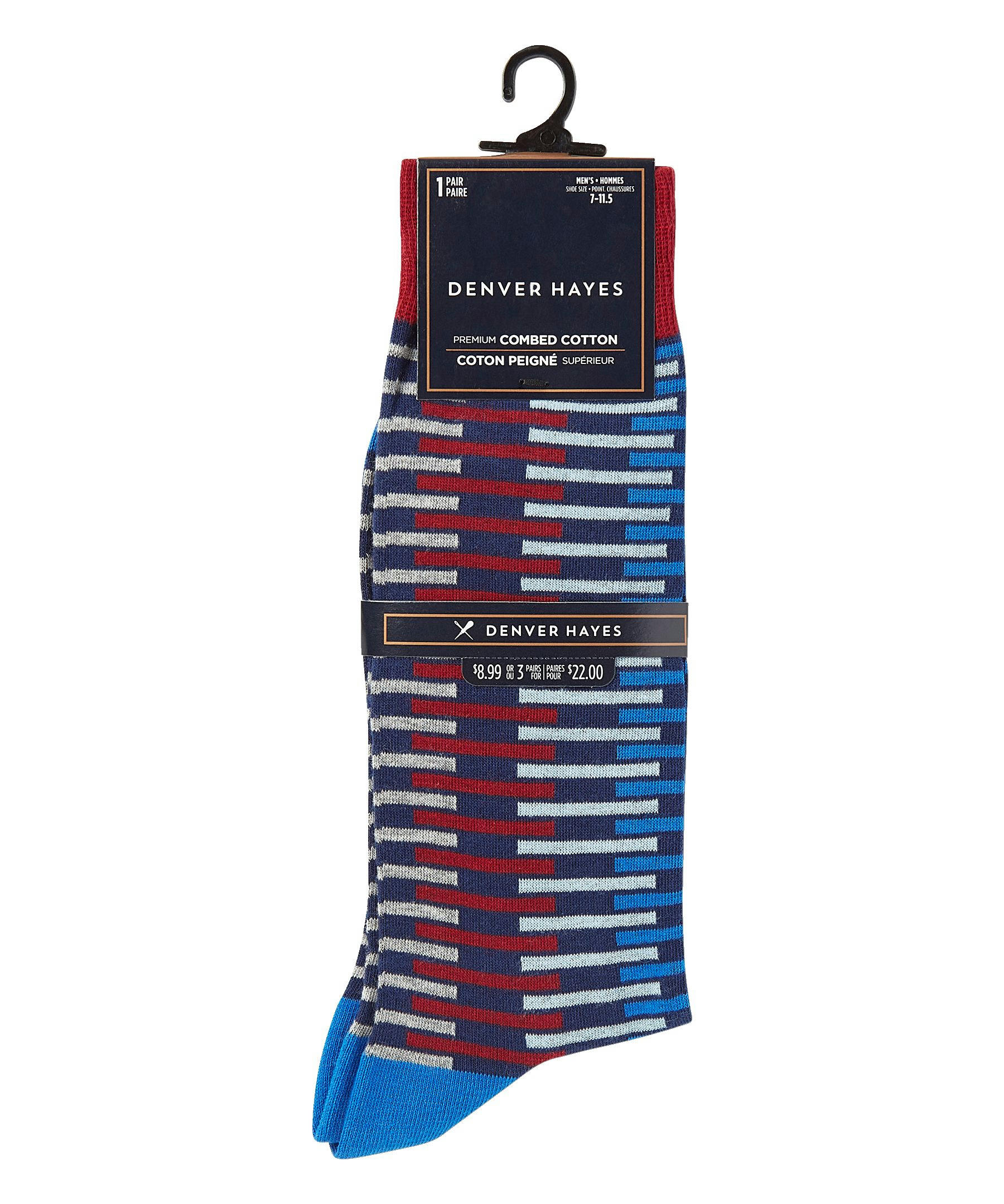 Denver Hayes Men's Novelty Geometric/Striped Crew Casual Sock