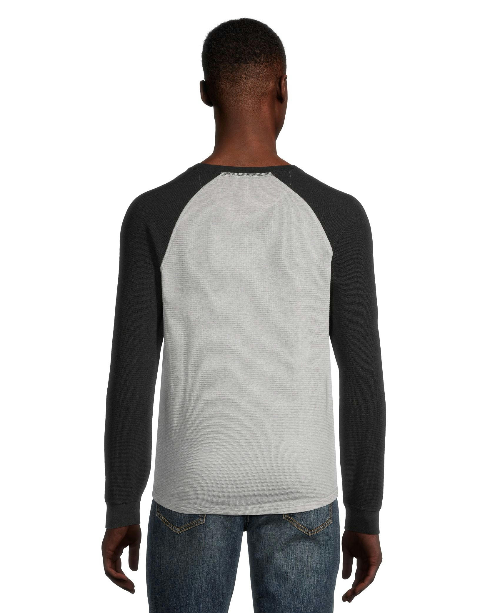 Denver Hayes Men's Long Sleeve Waffle Raglan Crewneck Knit Top