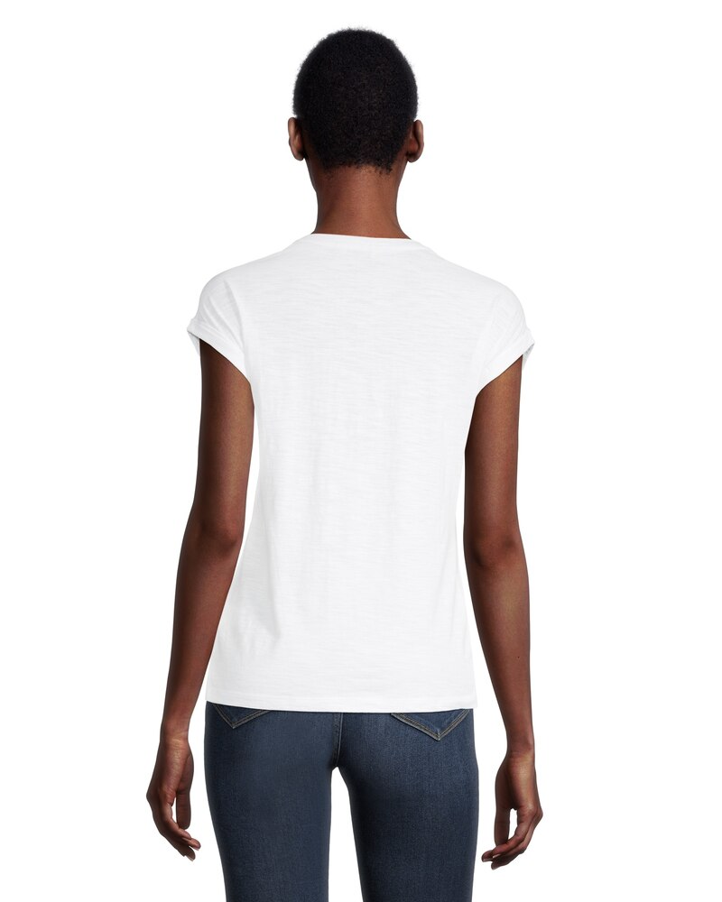 Women's Ruched Semi-Fitted T Shirt with Extended Shoulders